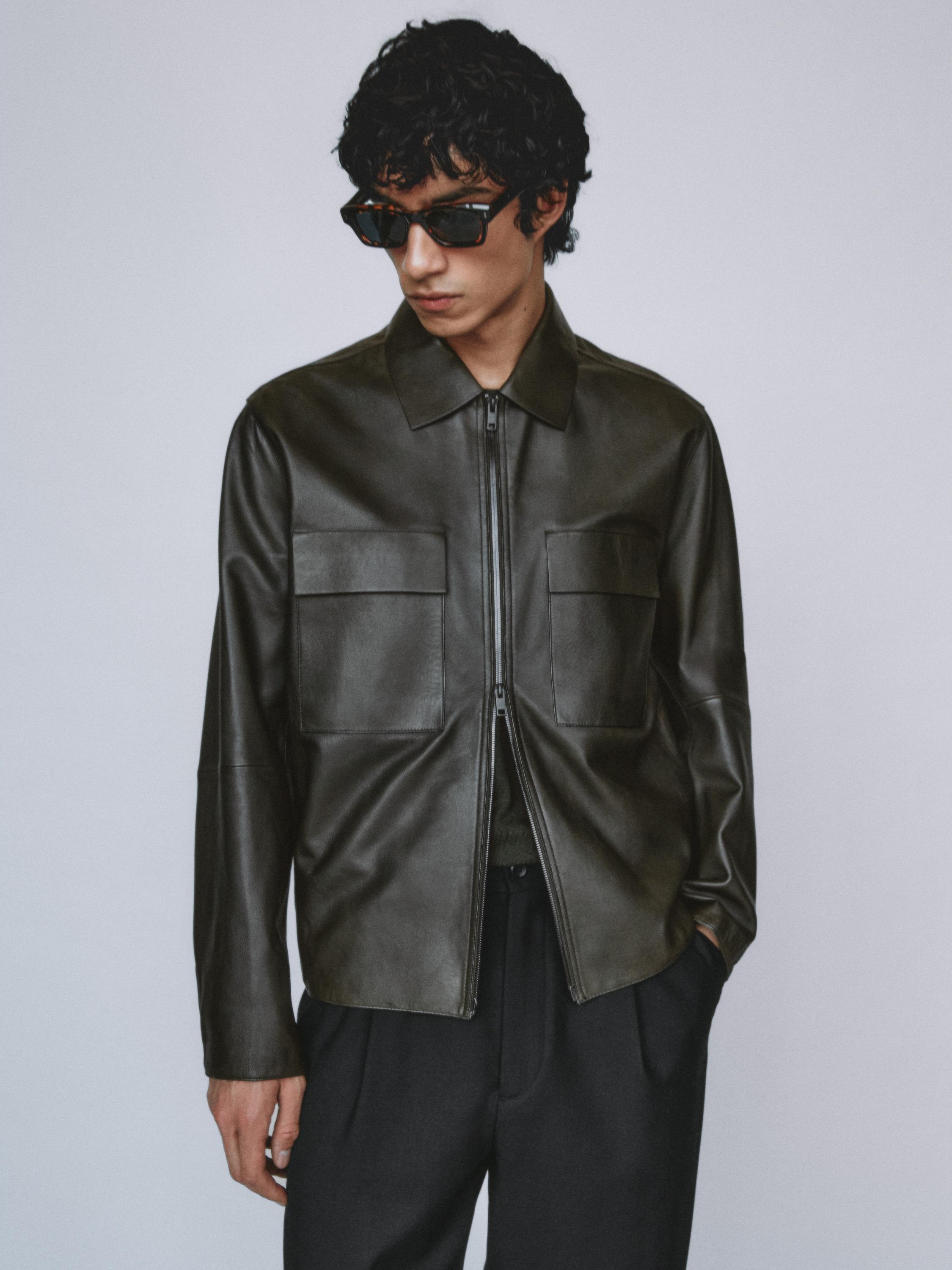 Short nappa leather jacket