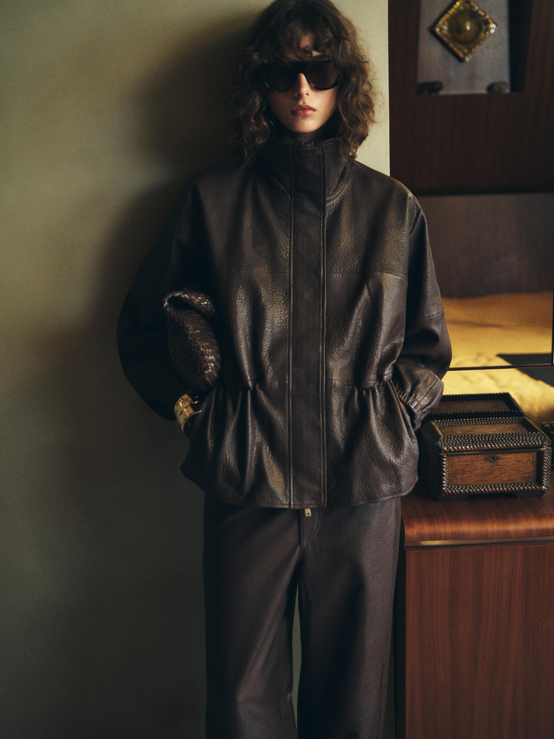 Nappa leather jacket with grainy finish