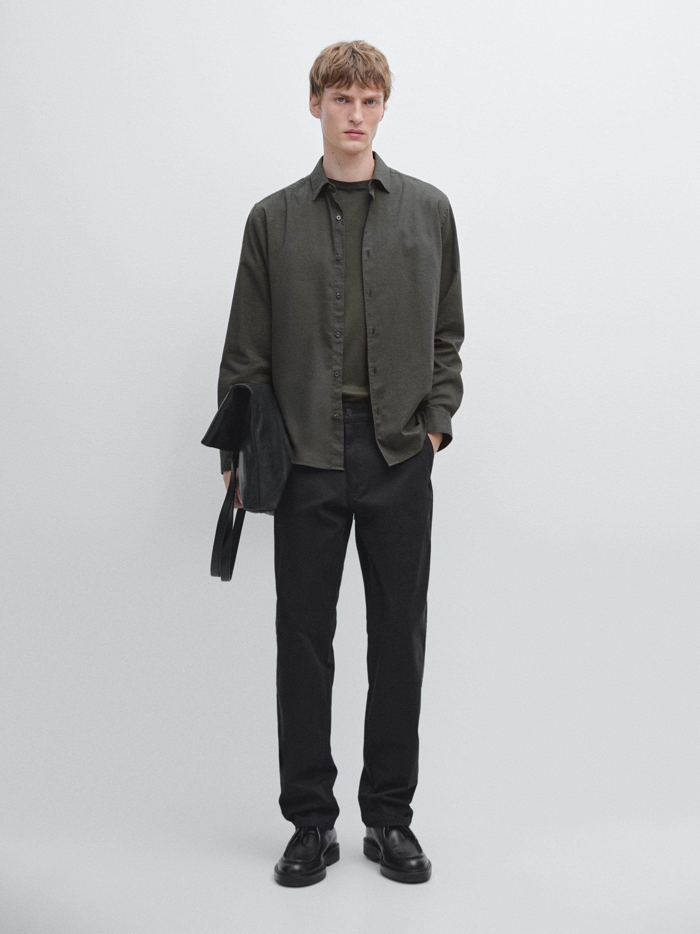 Slim fit twill melange shirt
