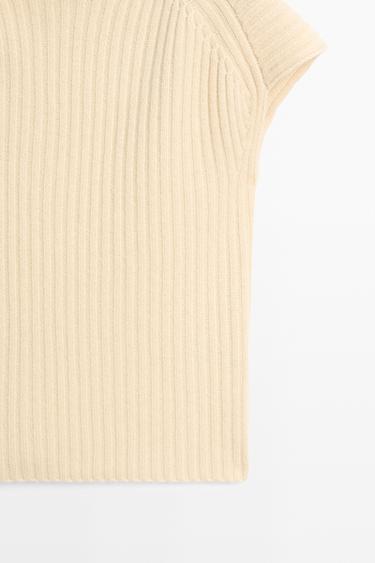 100% cashmere ribbed knit vest — Vanilla 7