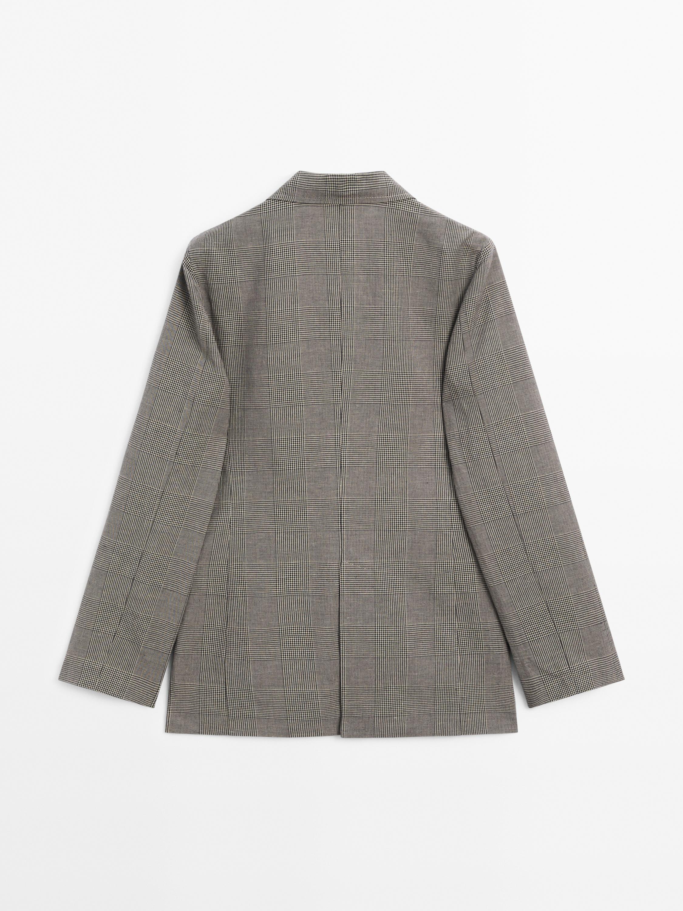 Check cotton blend blazer