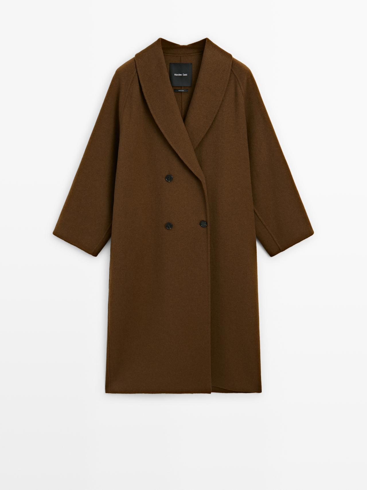 Massimo Dutti - Dame - Lang Frakke I Uldblanding - Karamelfarvet - Xs