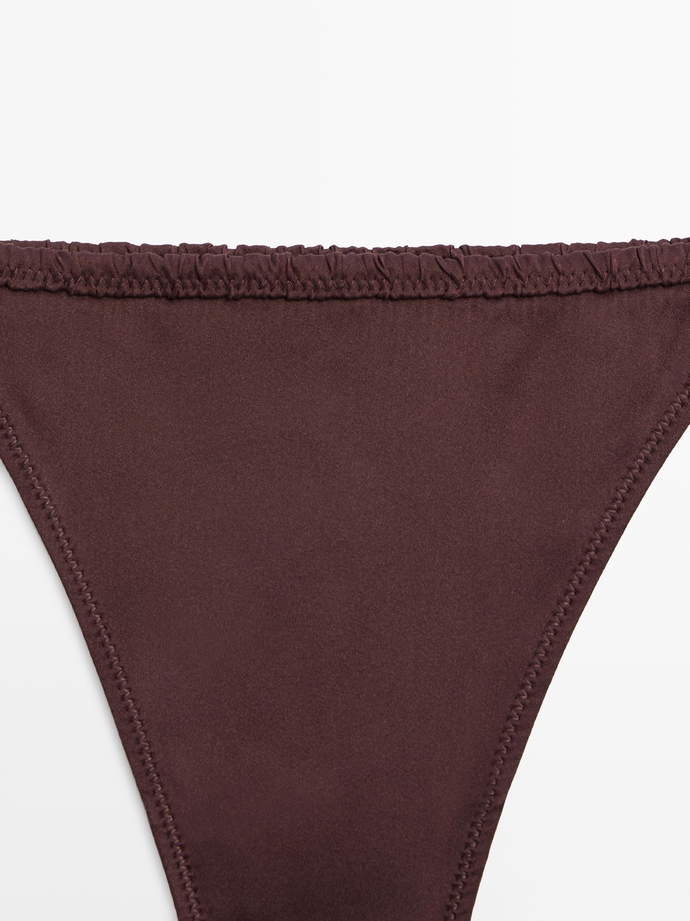 Dantel detaylı ipek tanga