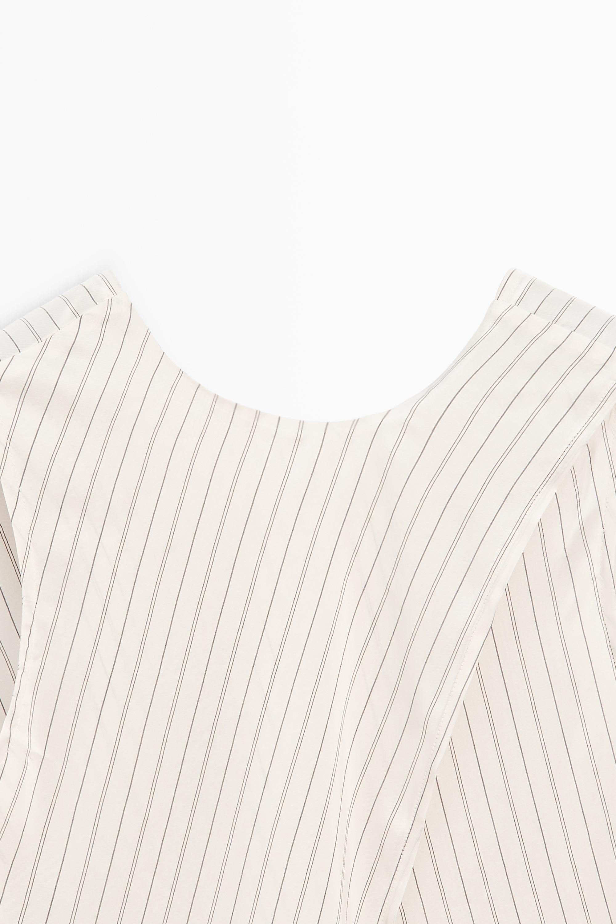 STUDIO flowing striped wrap top — CREAM