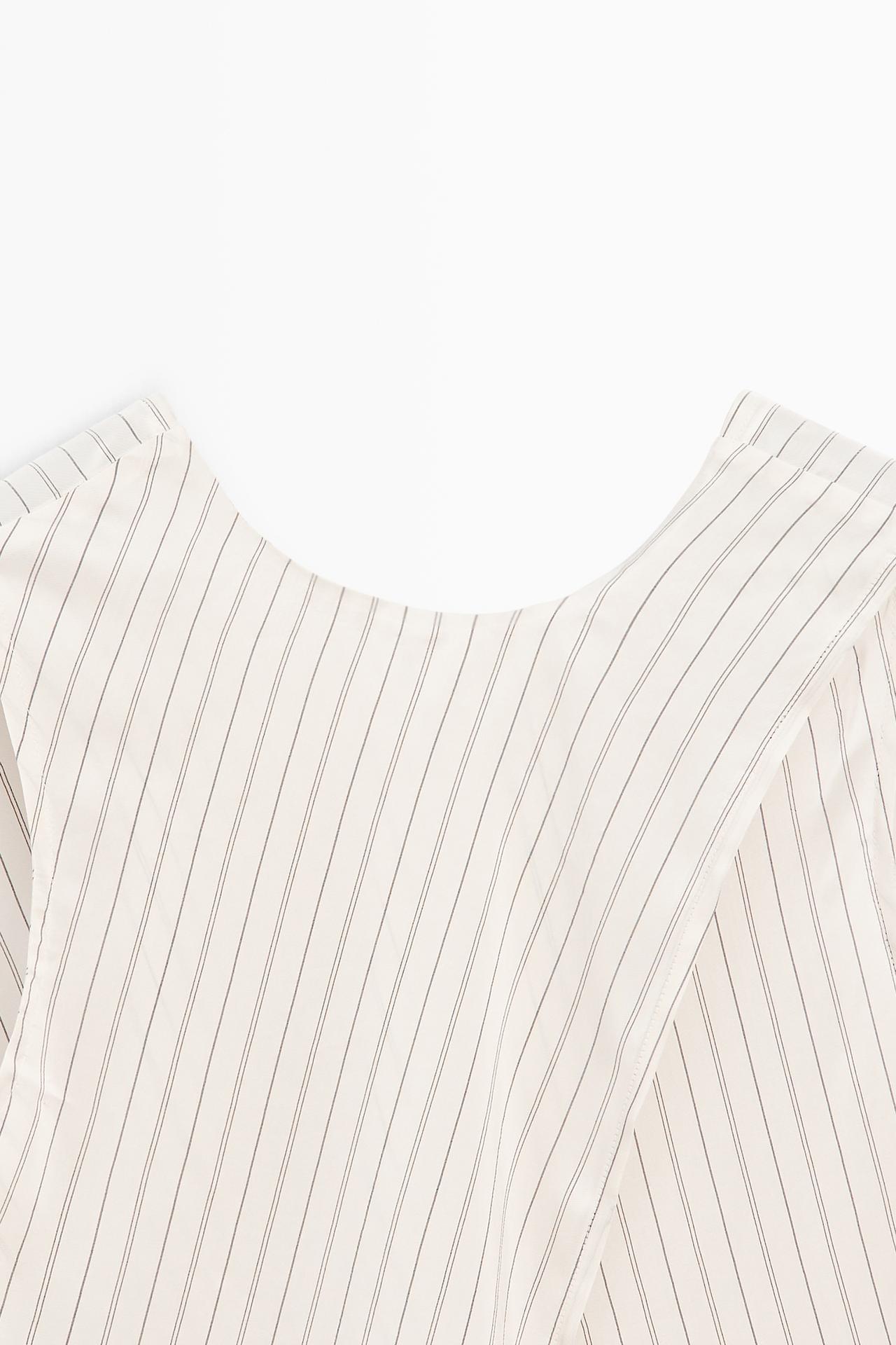 STUDIO flowing striped wrap top — CREAM