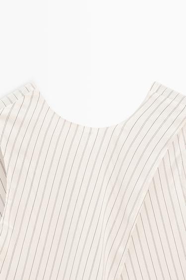 STUDIO flowing striped wrap top — CREAM 6