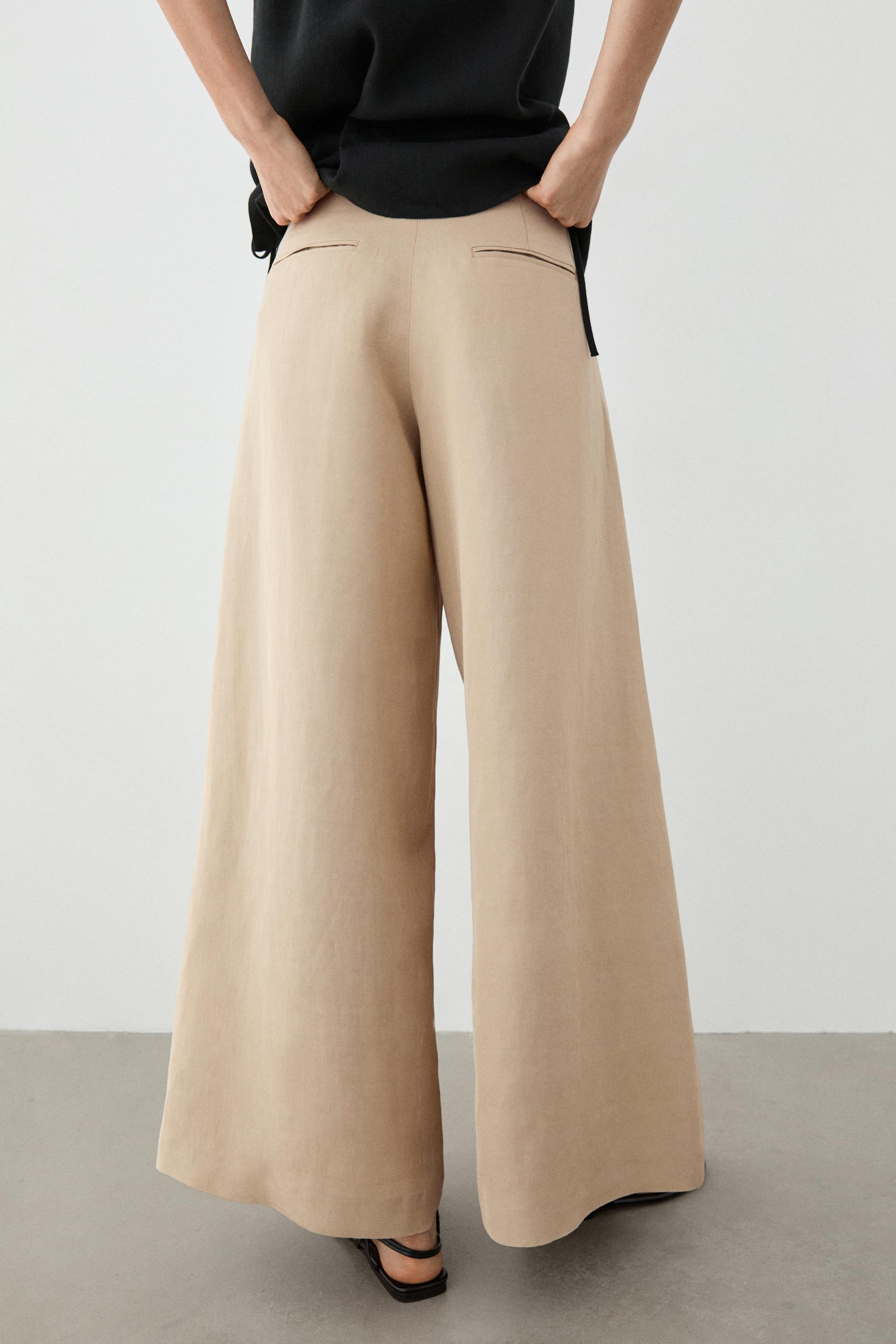 Wide-leg voluminous trousers — BEIGE
