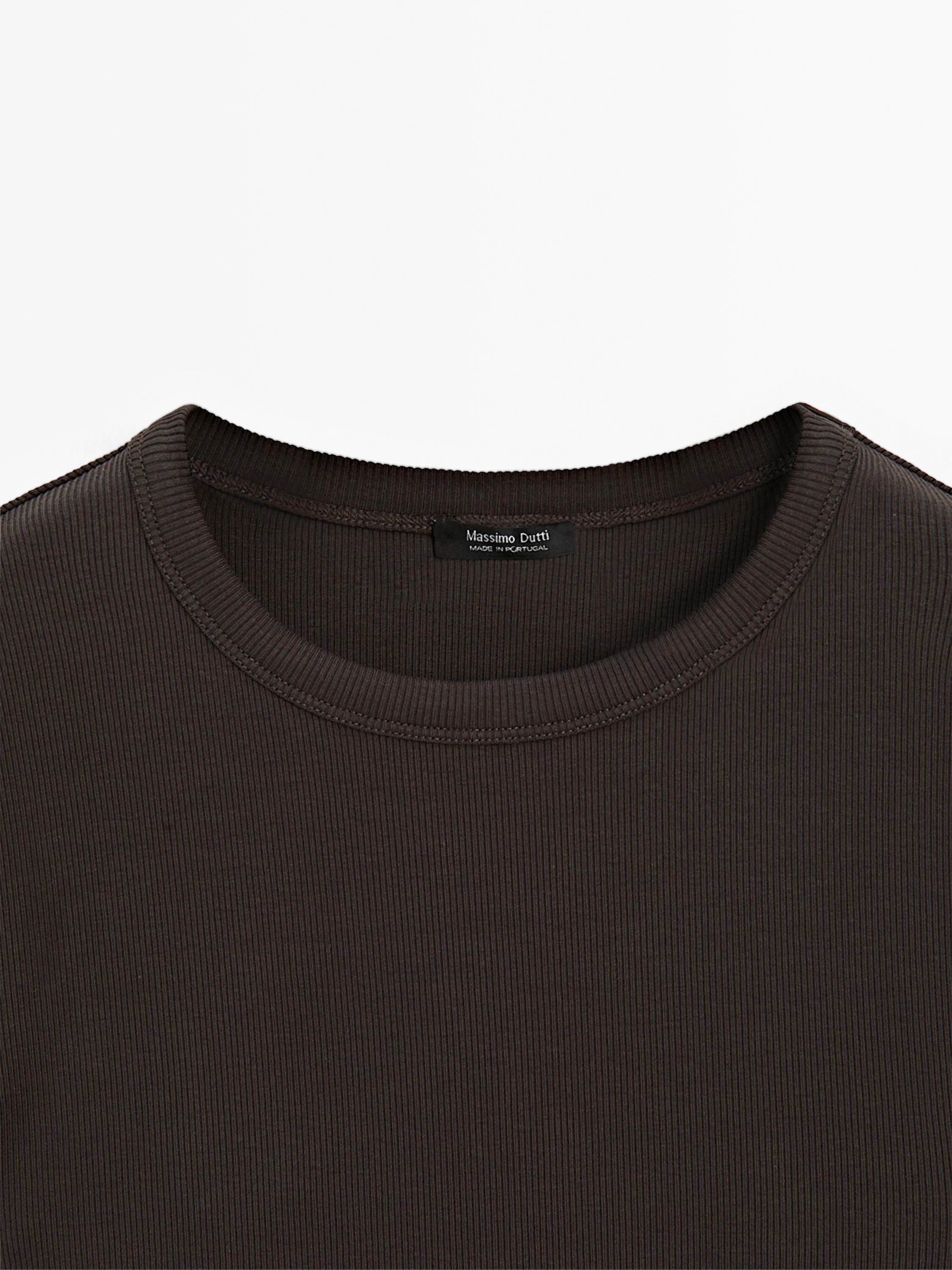 Ribbed heavy weight short sleeve T-shirt — BROWN