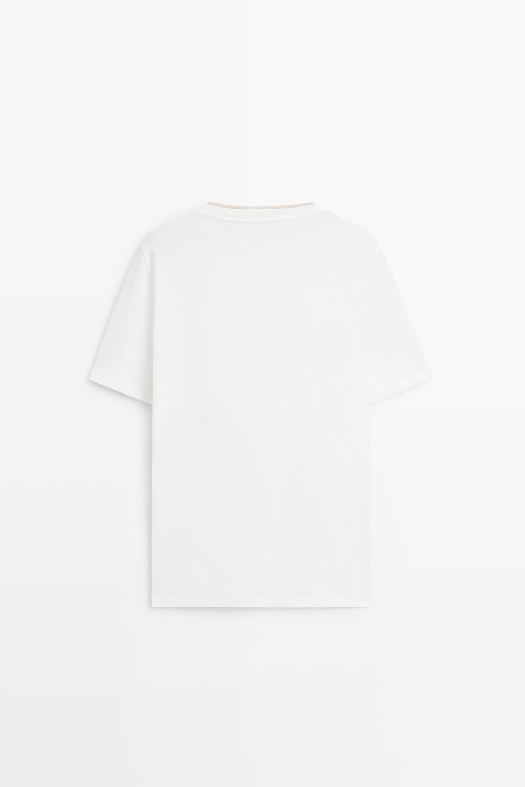 Linen and cotton double-collar T-shirt — Off white