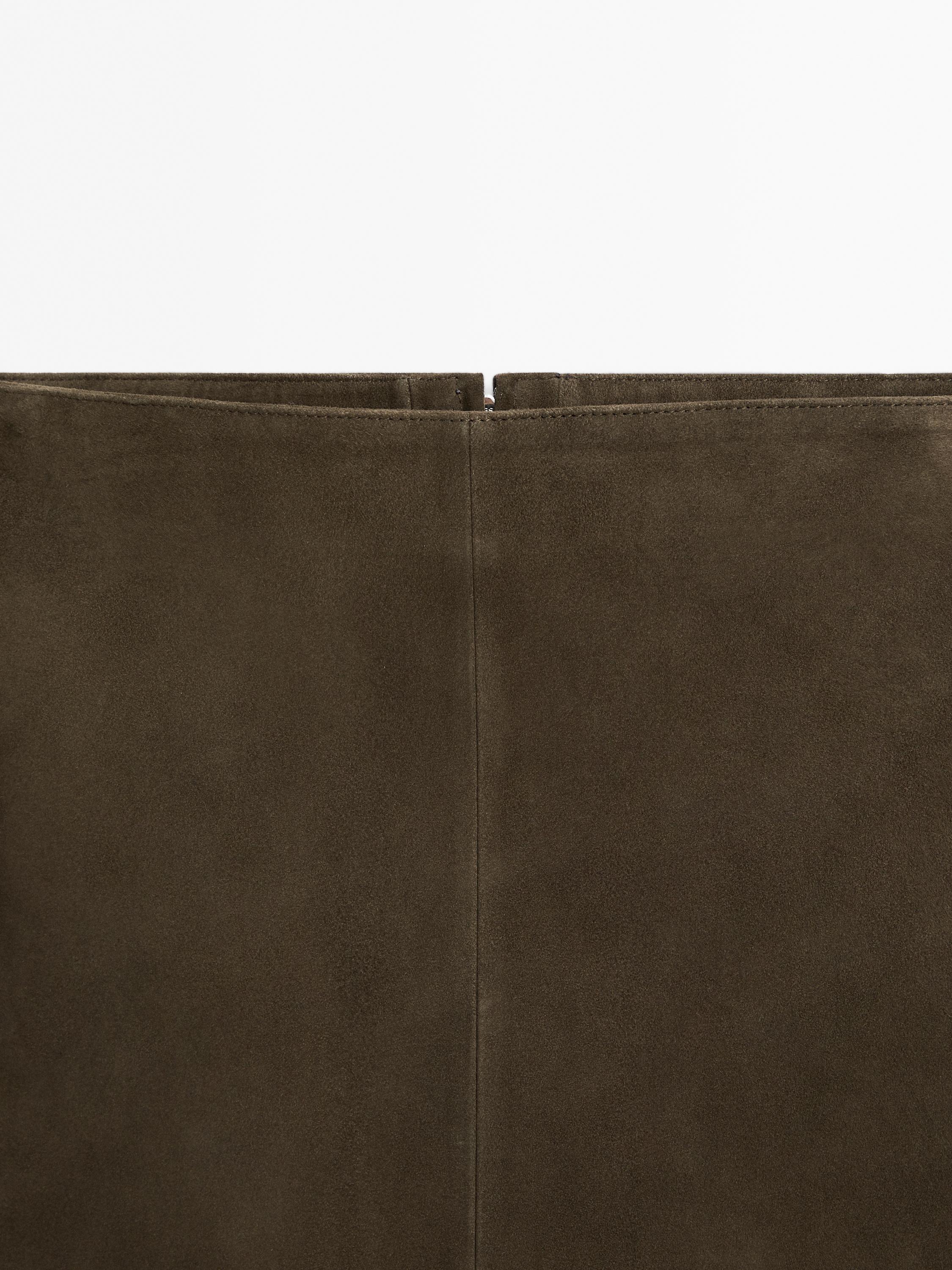 Suede leather mid-length skirt