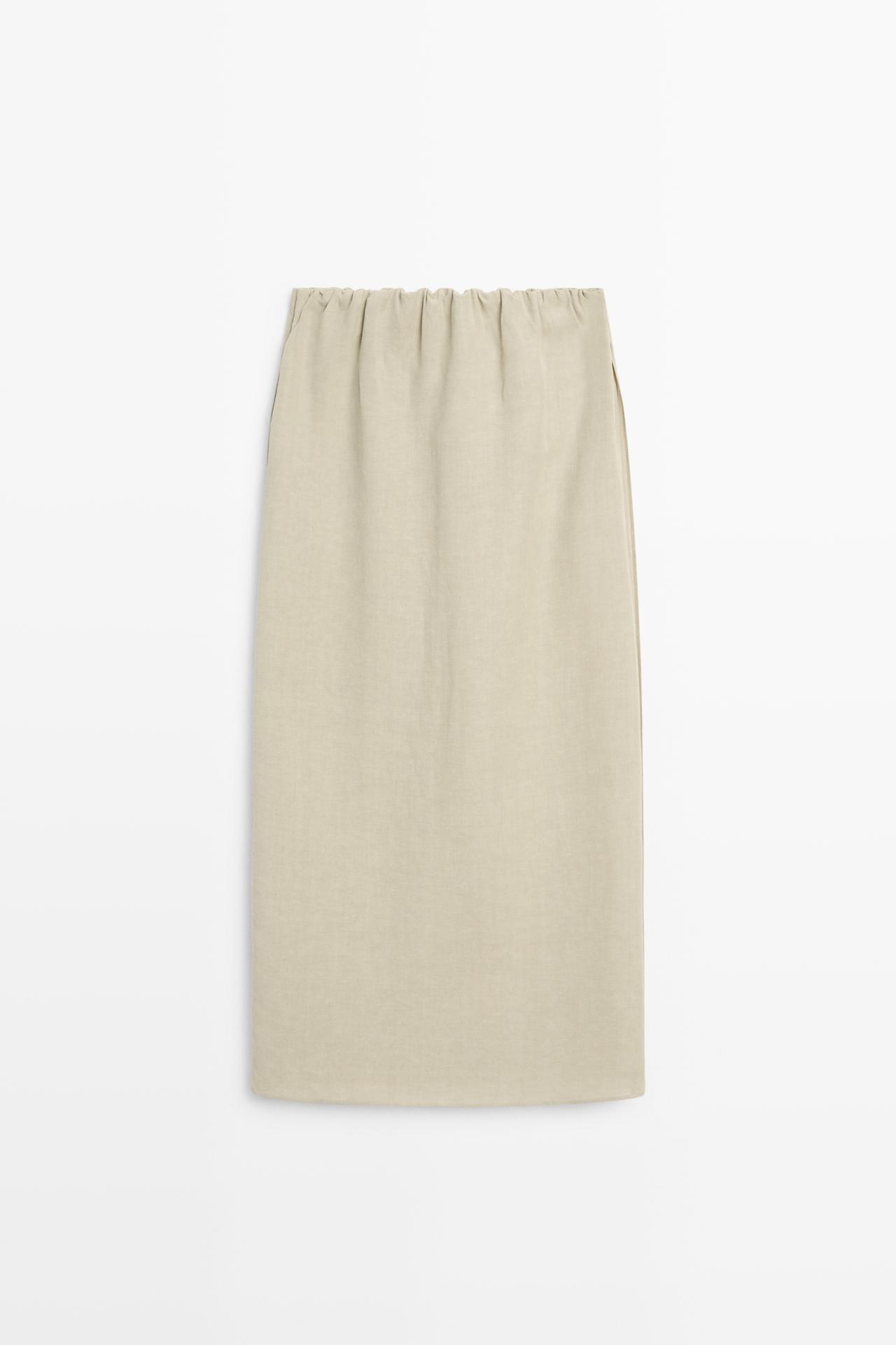 Double-layer midi skirt - STUDIO — PALE KHAKI