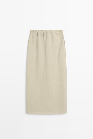 Double-layer midi skirt - STUDIO — PALE KHAKI 6