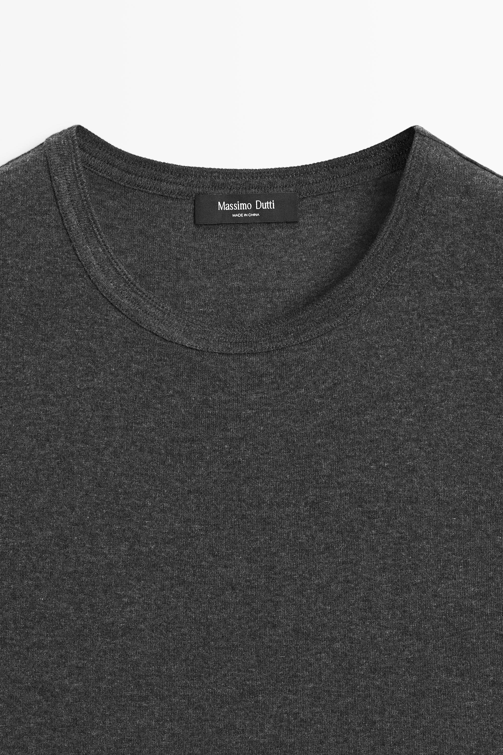 Wool blend double-layer T-shirt — DARK GREY