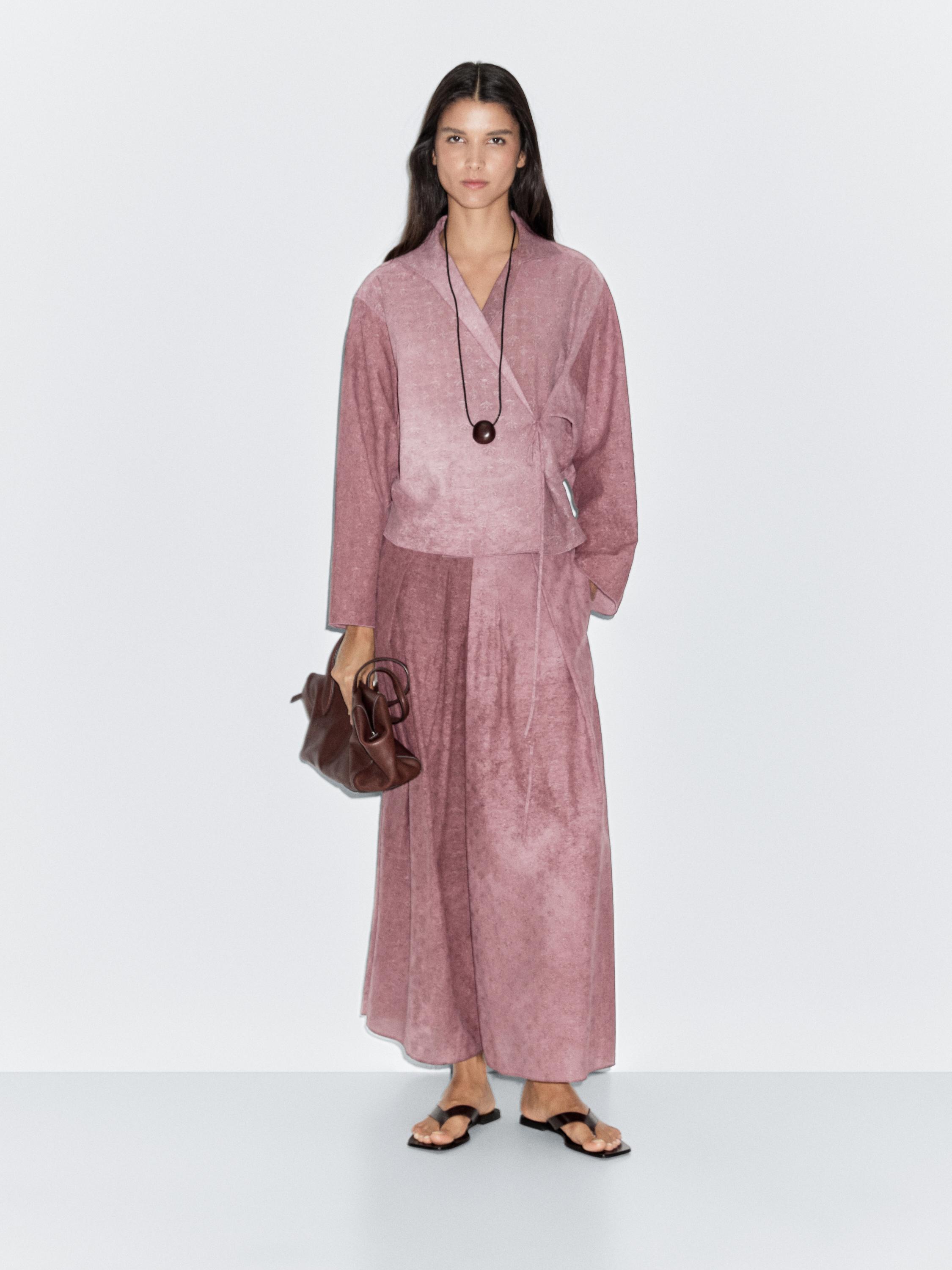 Pantalon jacquard large et fluide