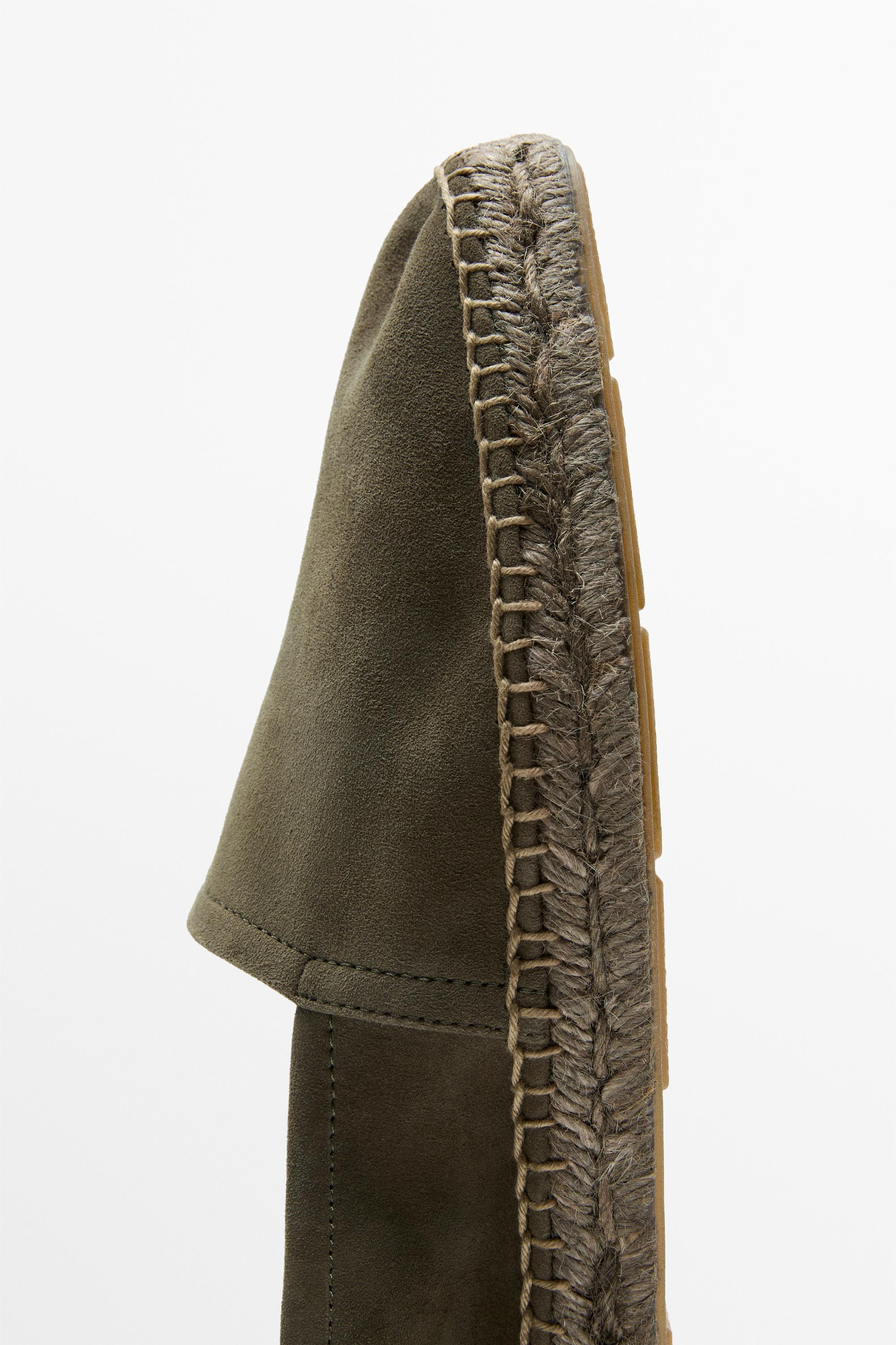 Leather espadrilles — KHAKI