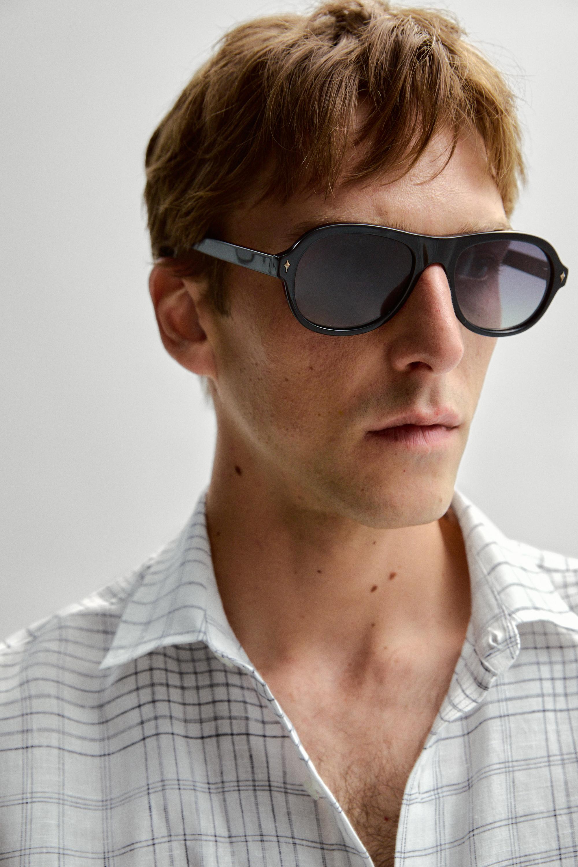 100% linen regular fit check shirt — WHITE