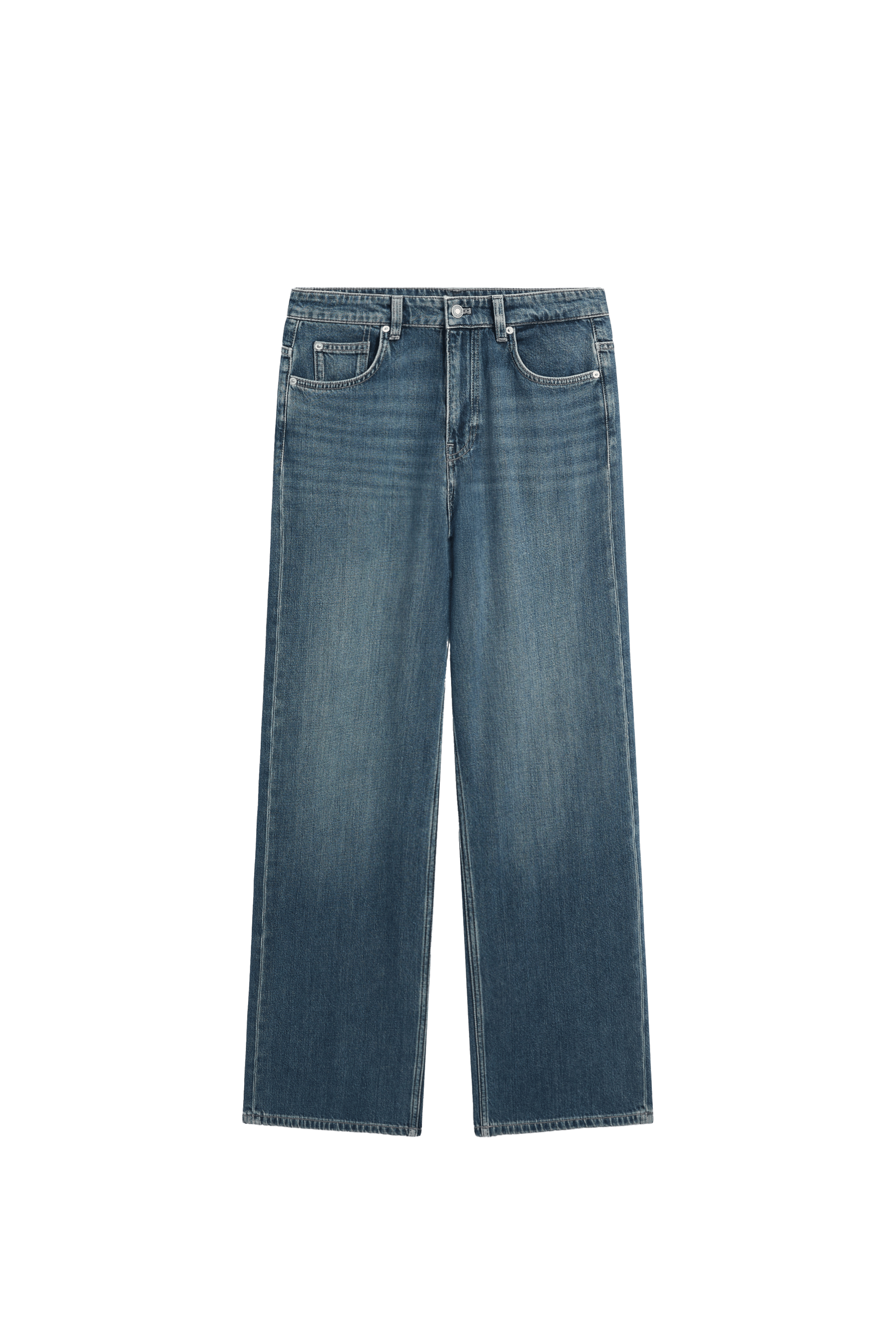 Massimo Dutti Geniş paça relaxed jean görsel 5