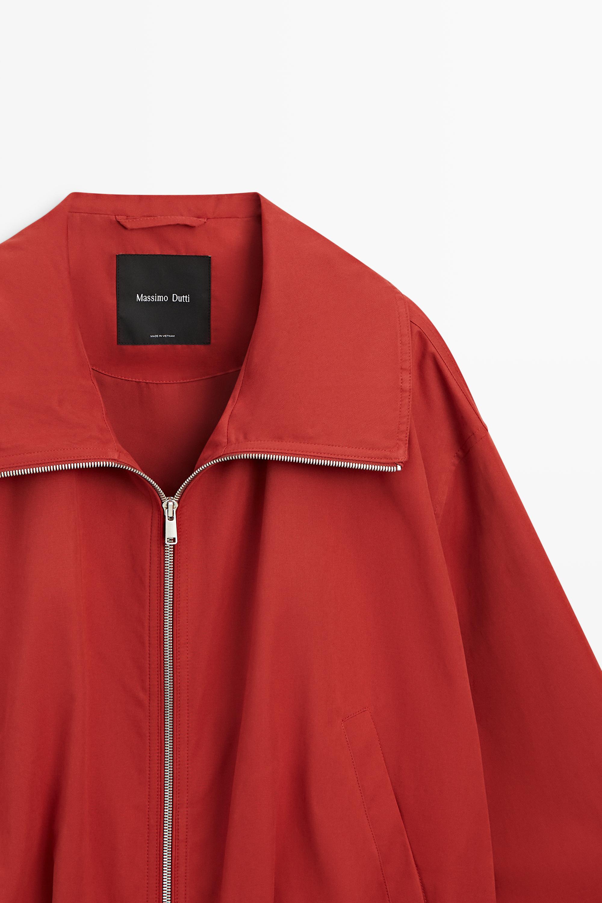 Cotton blend gathered bomber jacket