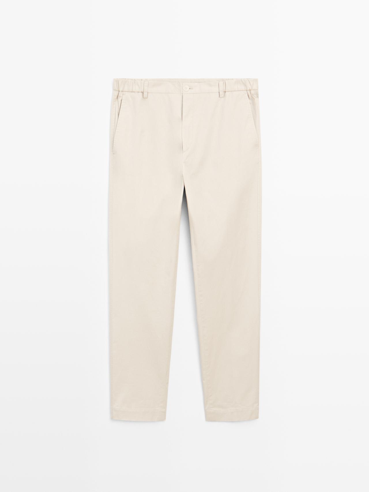 Massimo Dutti - Herre - Slim Fit Bukser I Bomuldsblanding - Sand - 40
