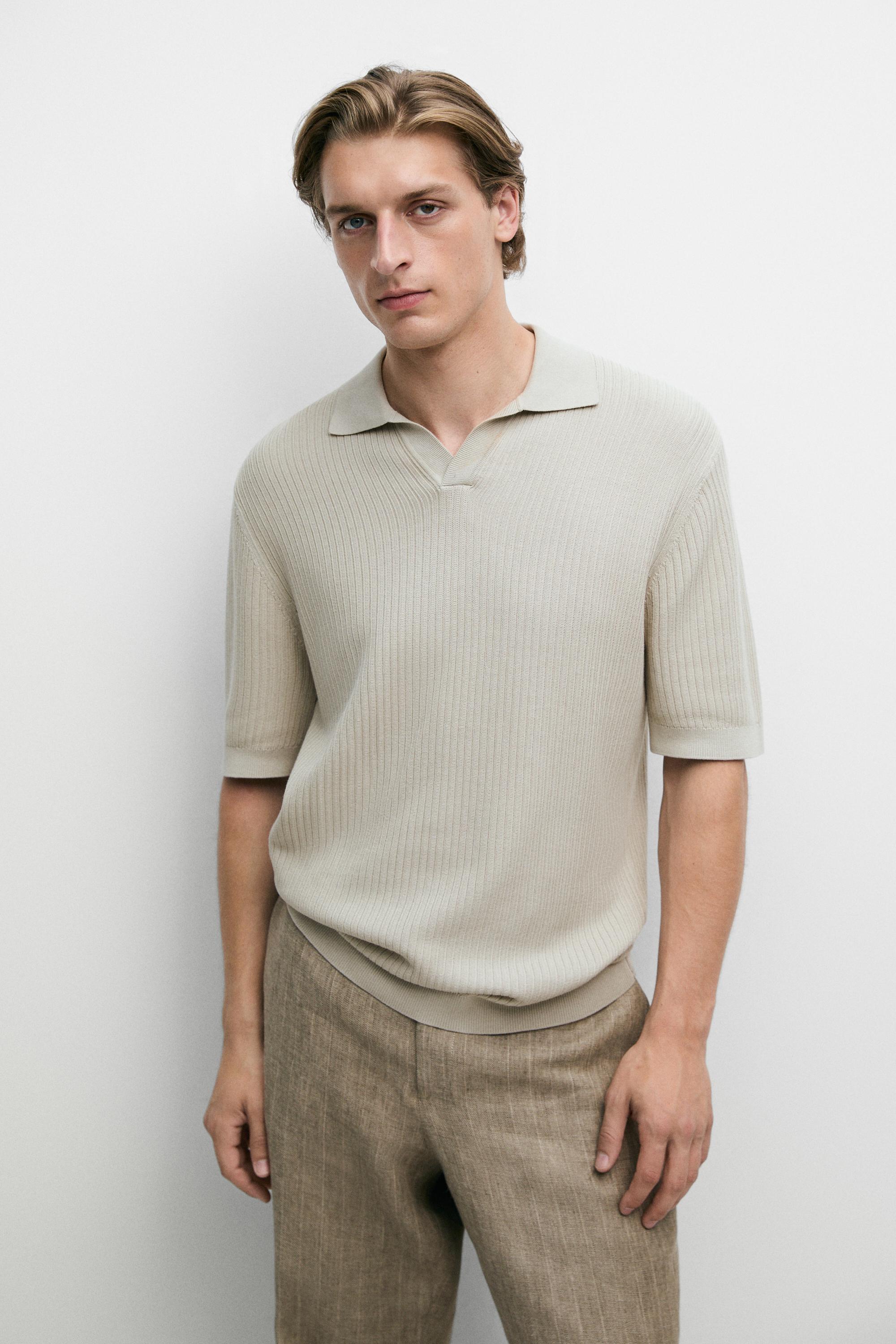 Regular fit cotton knit polo shirt — Green