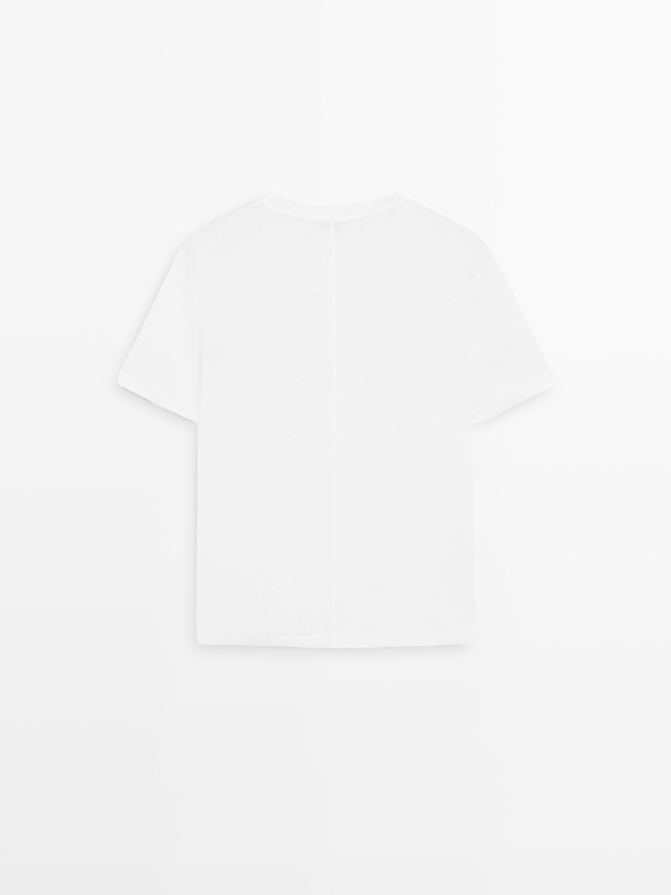 100% linen short sleeve T-shirt — Off white
