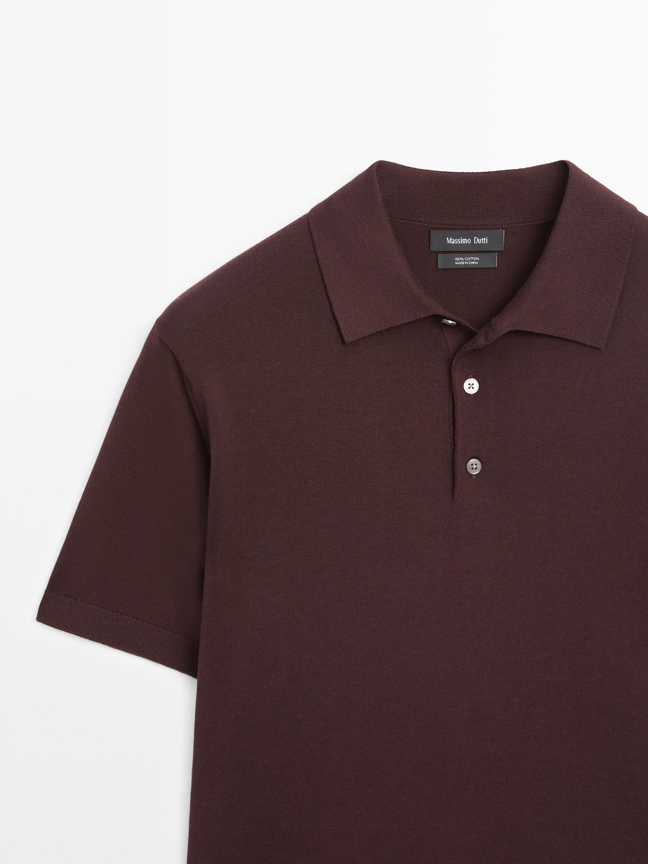 100% cotton knit polo shirt — BURGUNDY