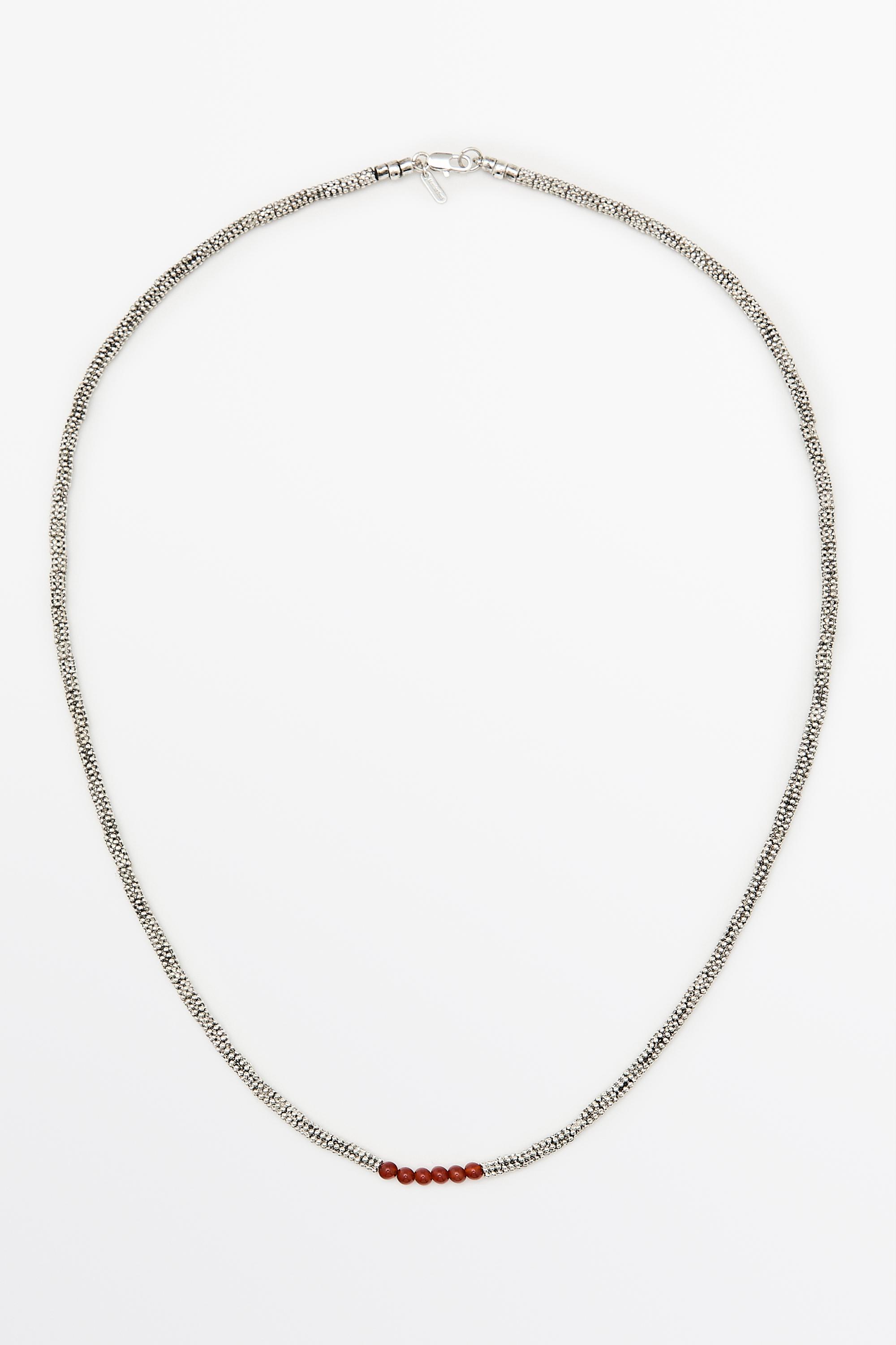 Mixed bead detail necklace — RED
