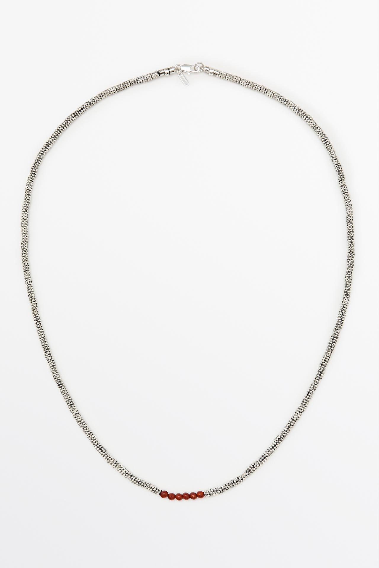 Mixed bead detail necklace — RED