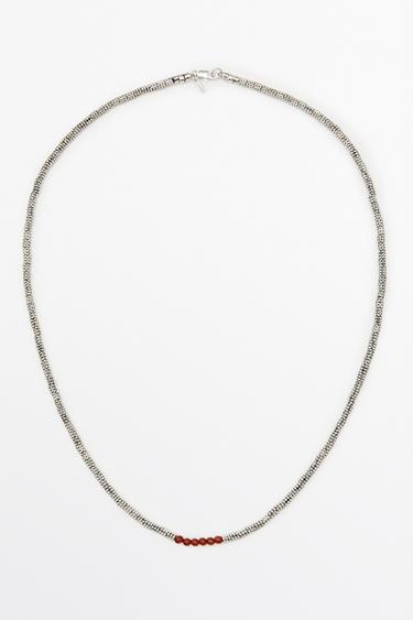 Mixed bead detail necklace — RED 1