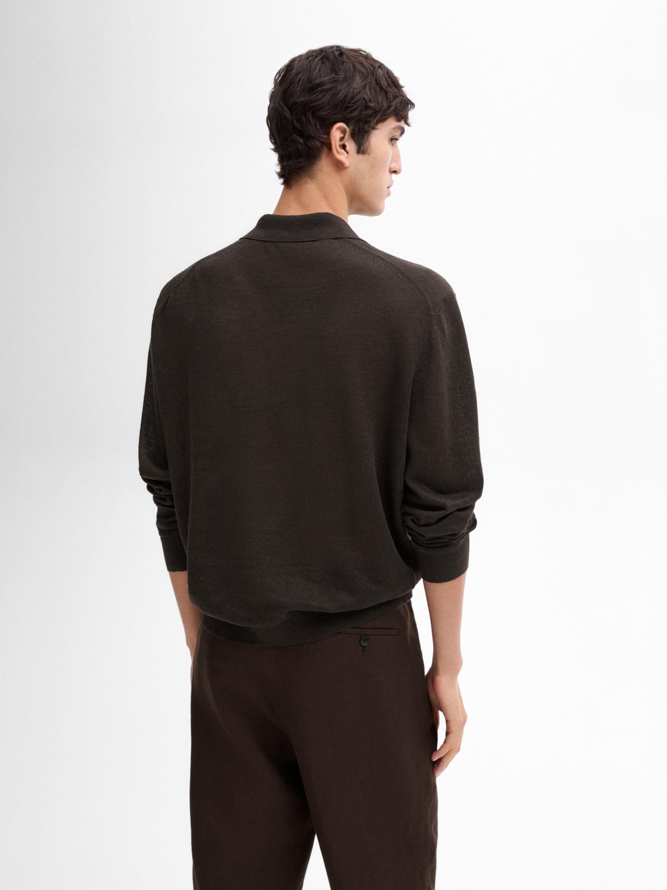 Jersey punto cuello polo 100% lino