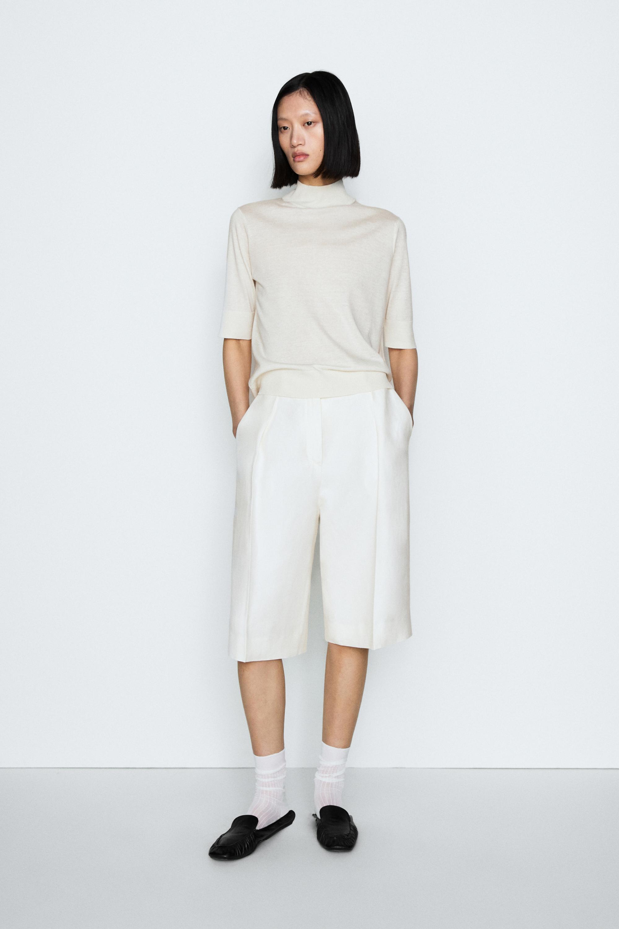 Long flowing Bermuda shorts - STUDIO — WHITE