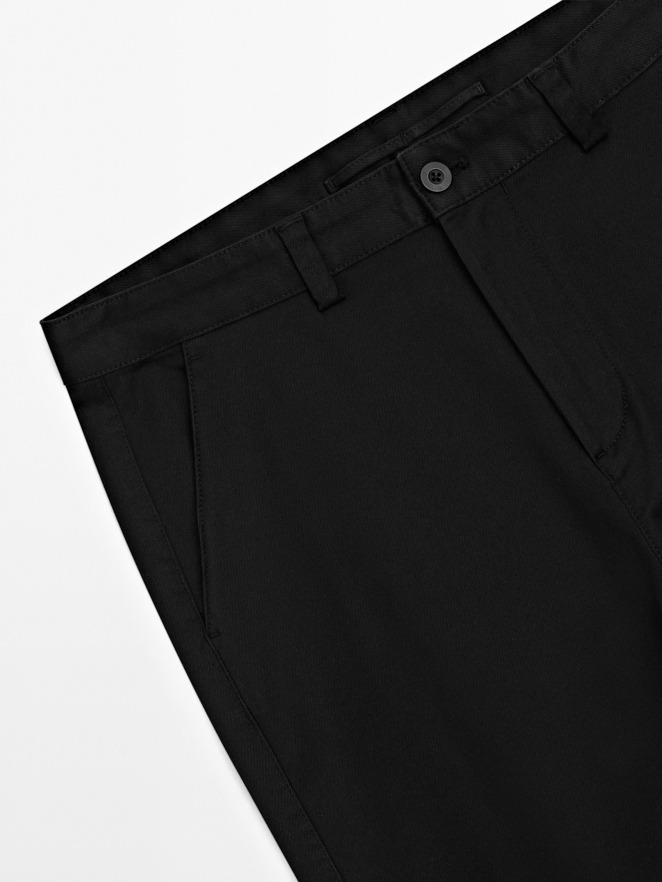 Cotton blend relaxed fit cropped trousers
