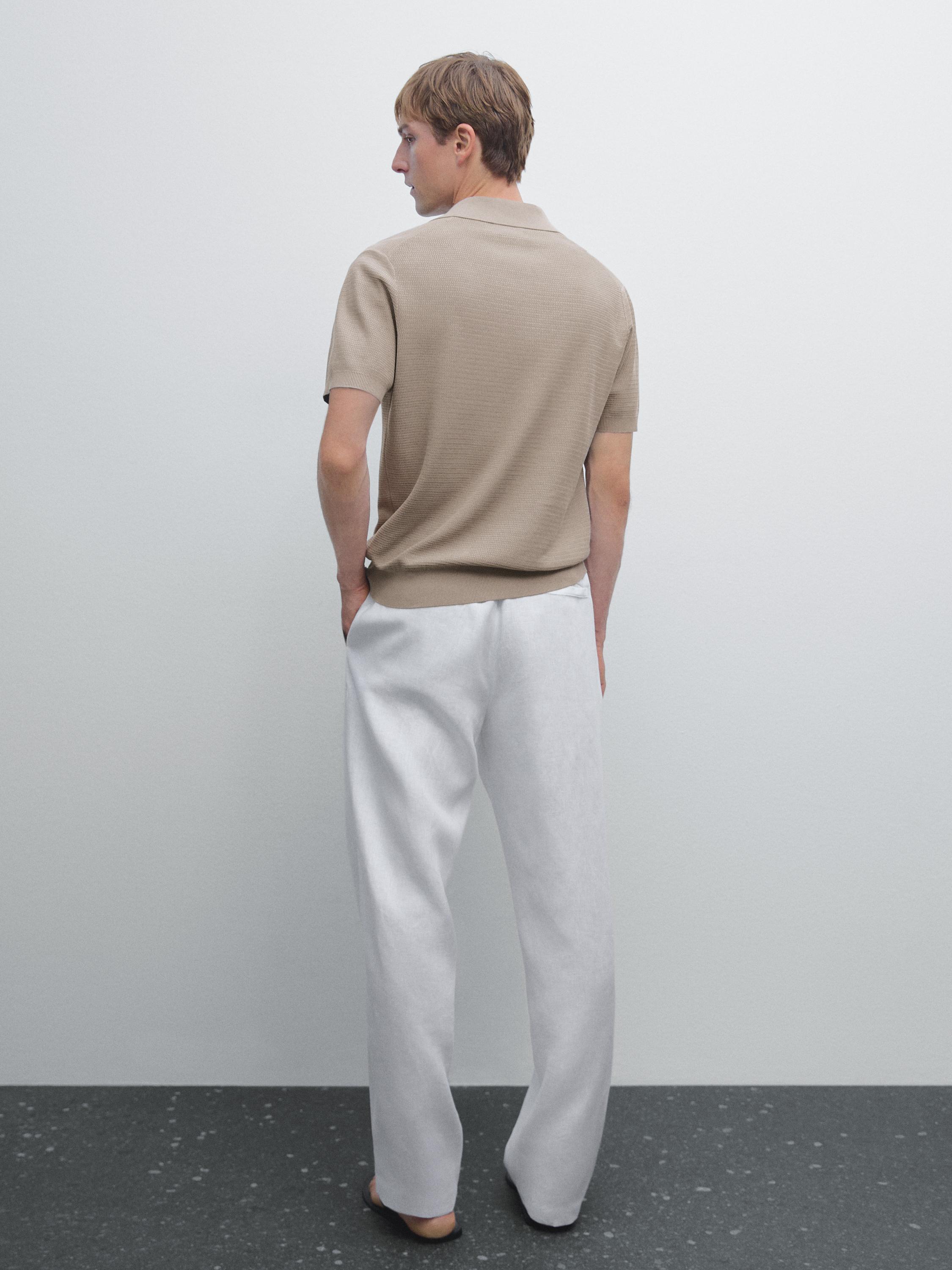 Knit V-neck polo shirt