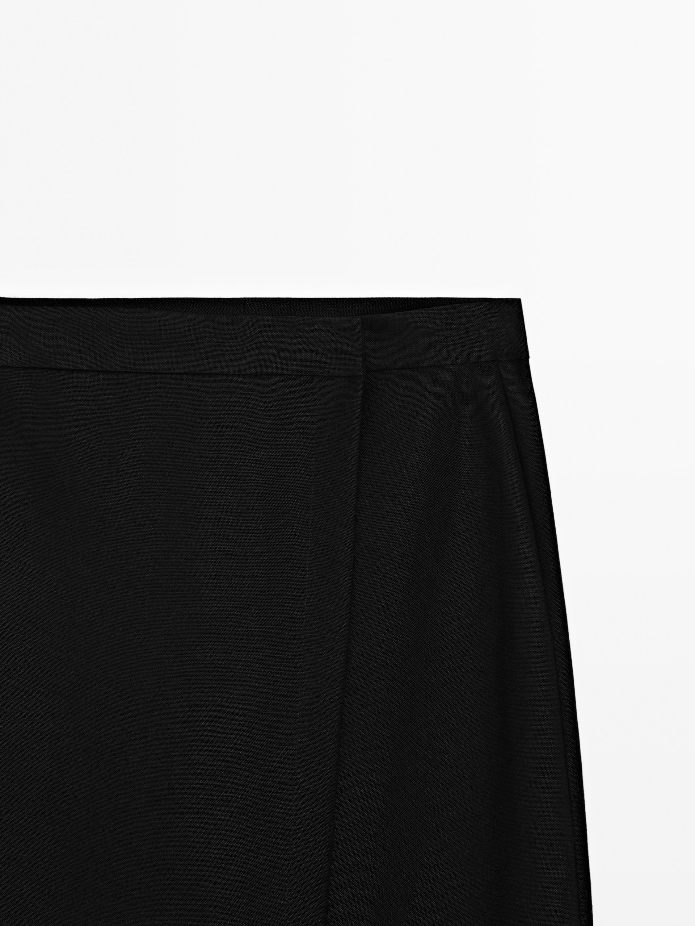 Long linen blend skort