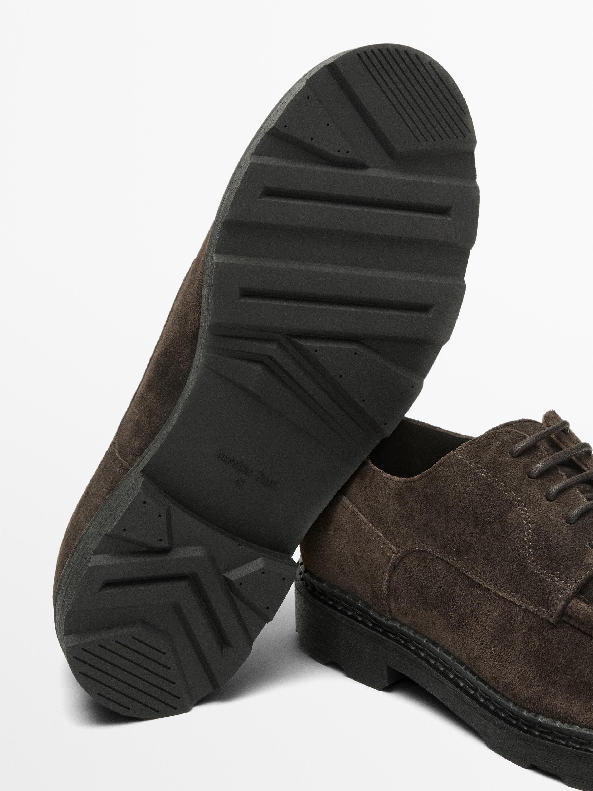 Moc toe split suede shoes — BROWN