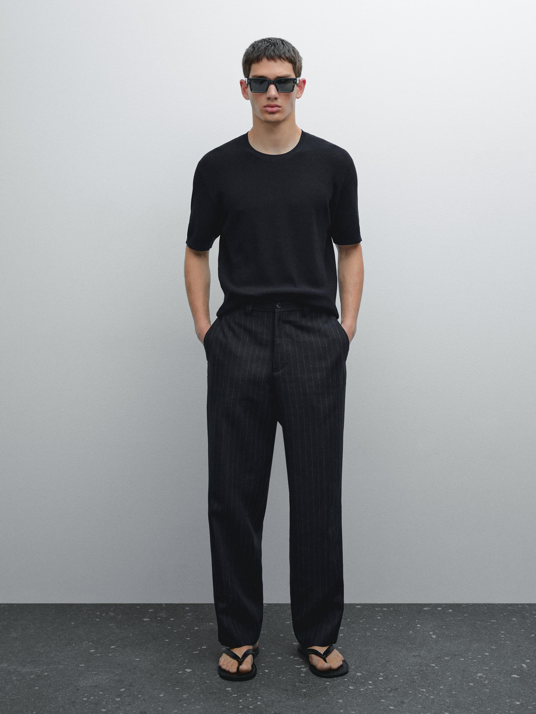 Textured knit short sleeve T-shirt