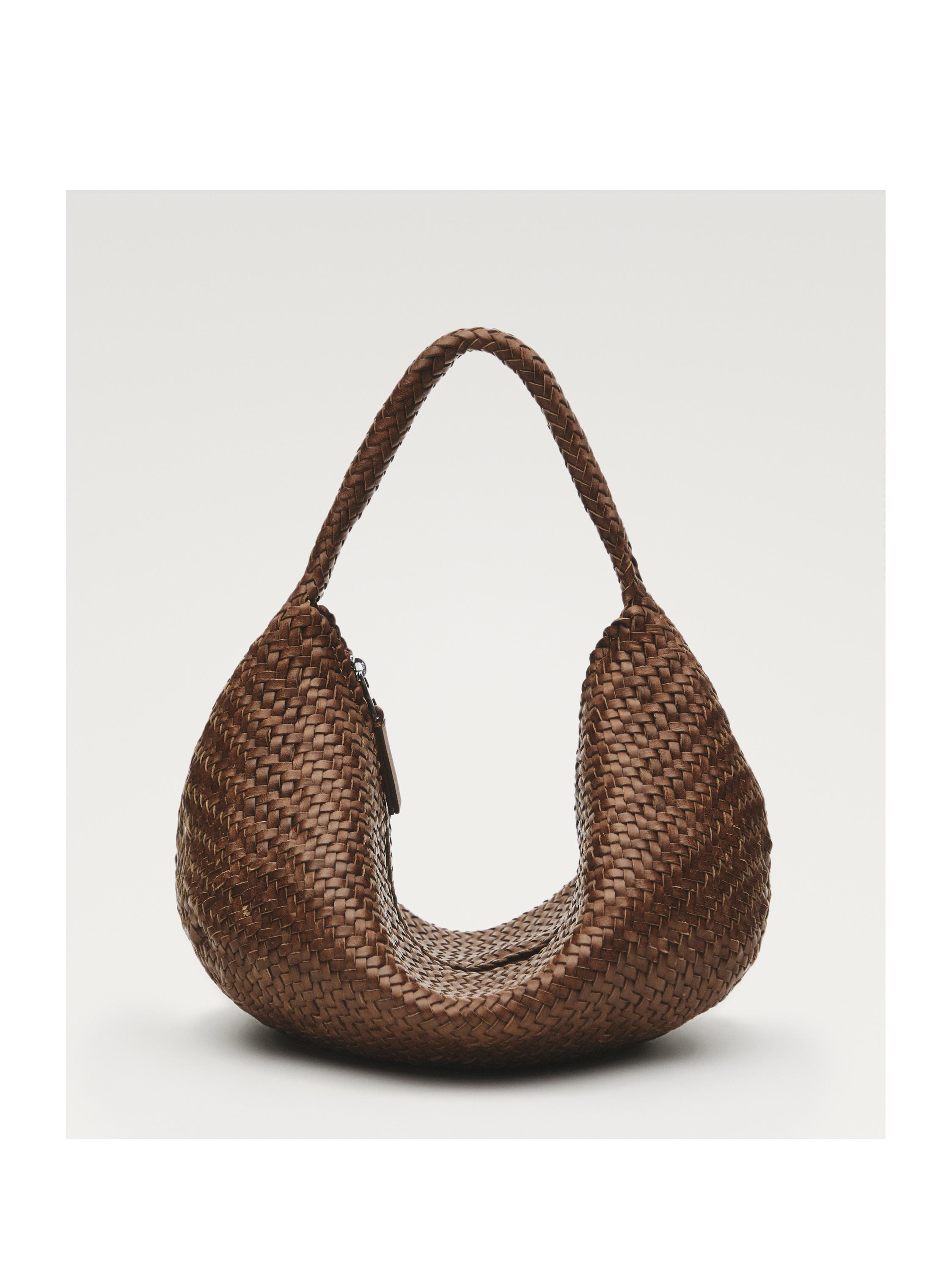 Braided leather half-moon bag — LEATHER