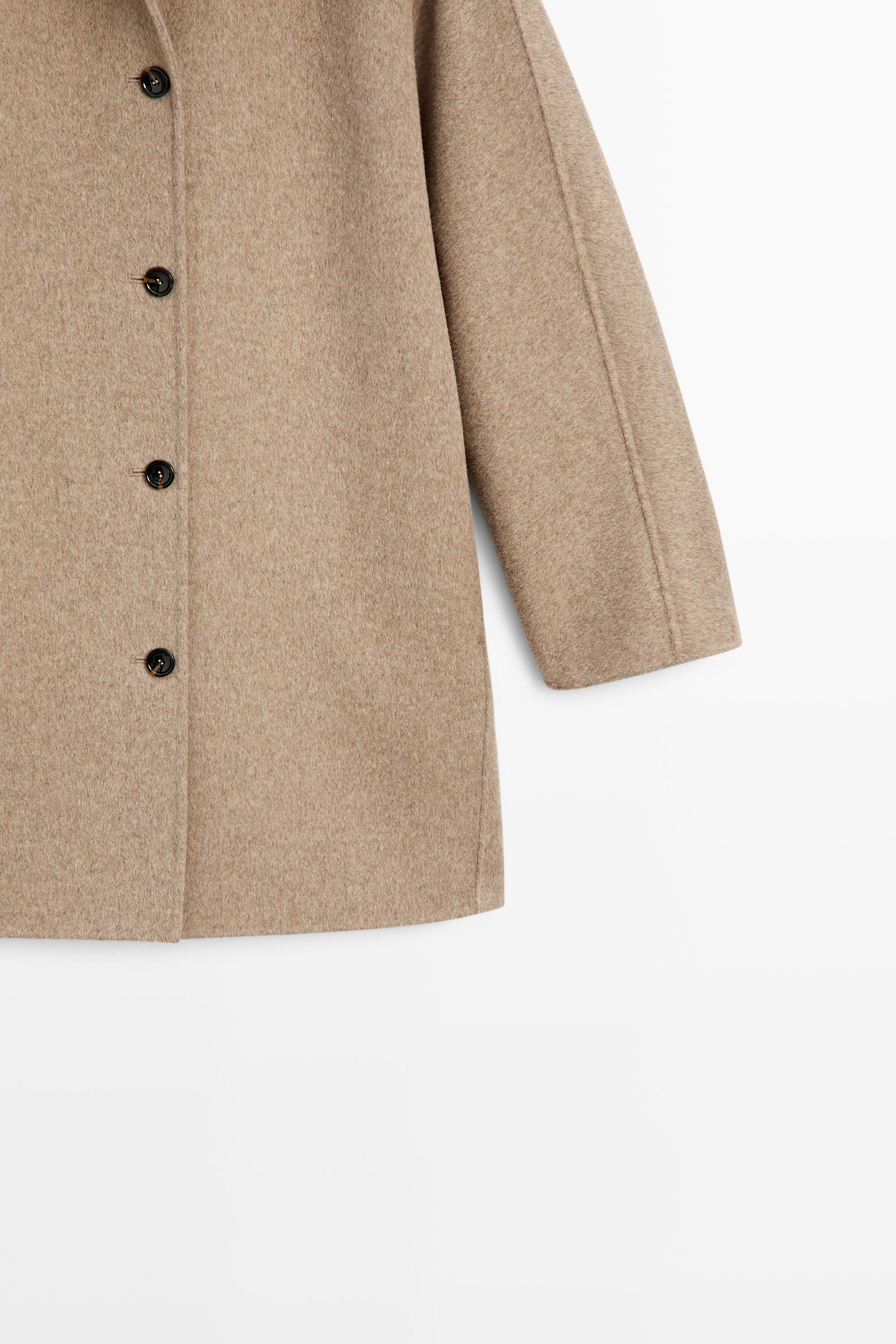 Melange coat with collar detail — TAUPE GREY