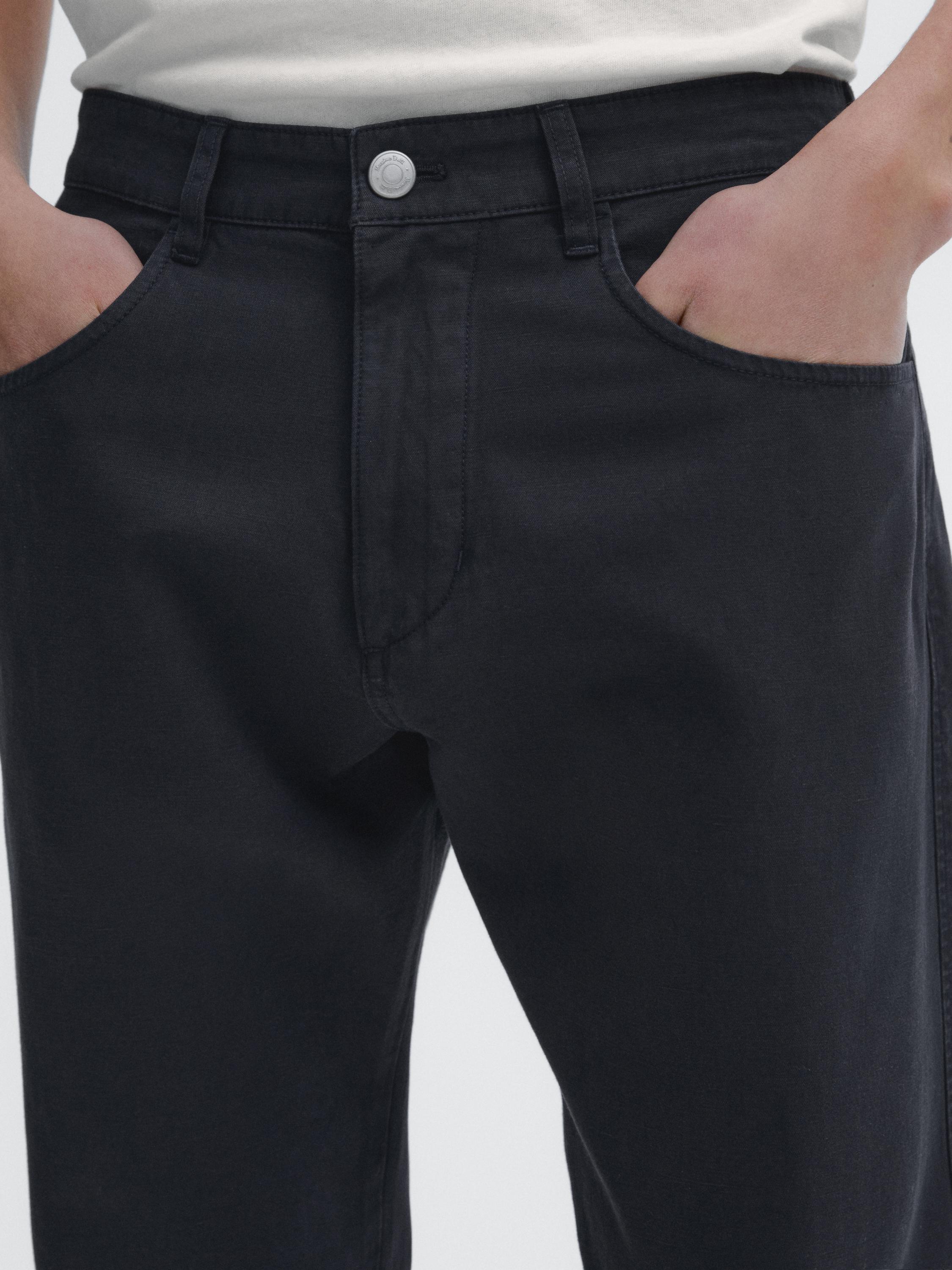 Relaxed fit cotton blend denim trousers