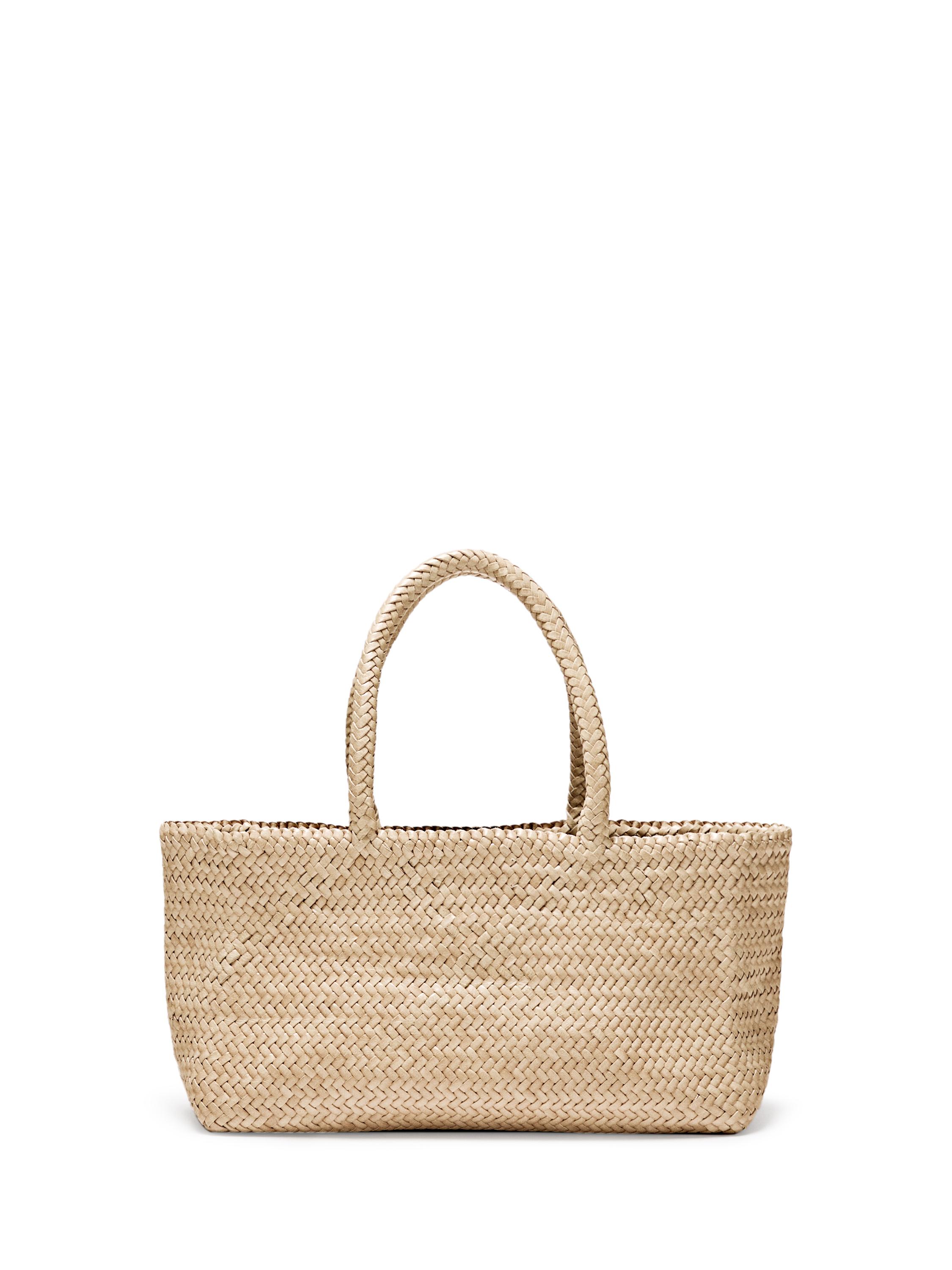 Medium braided nappa leather tote bag — CREAM