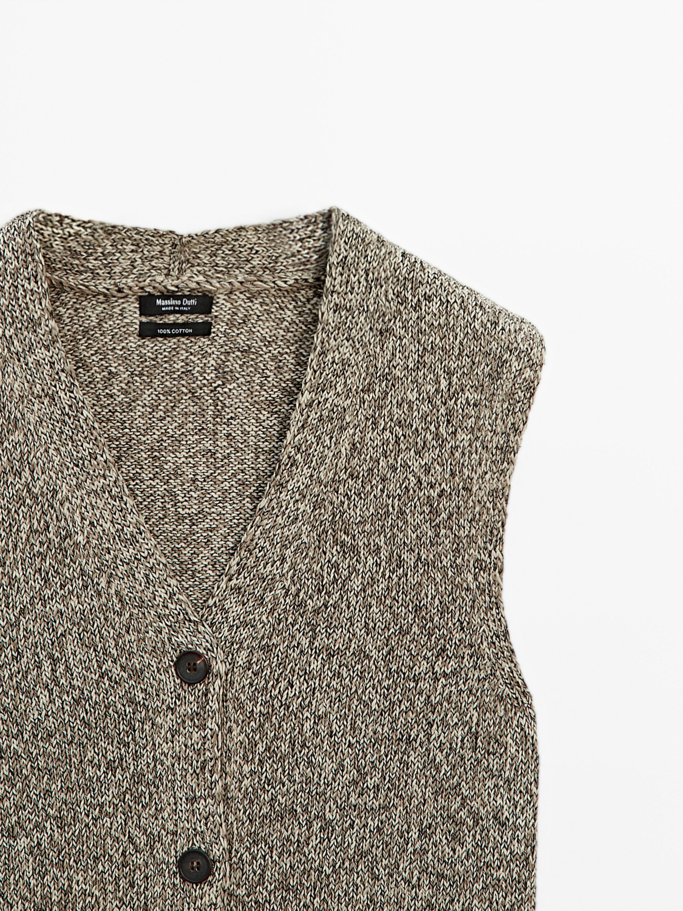Mouliné knit V-neck vest