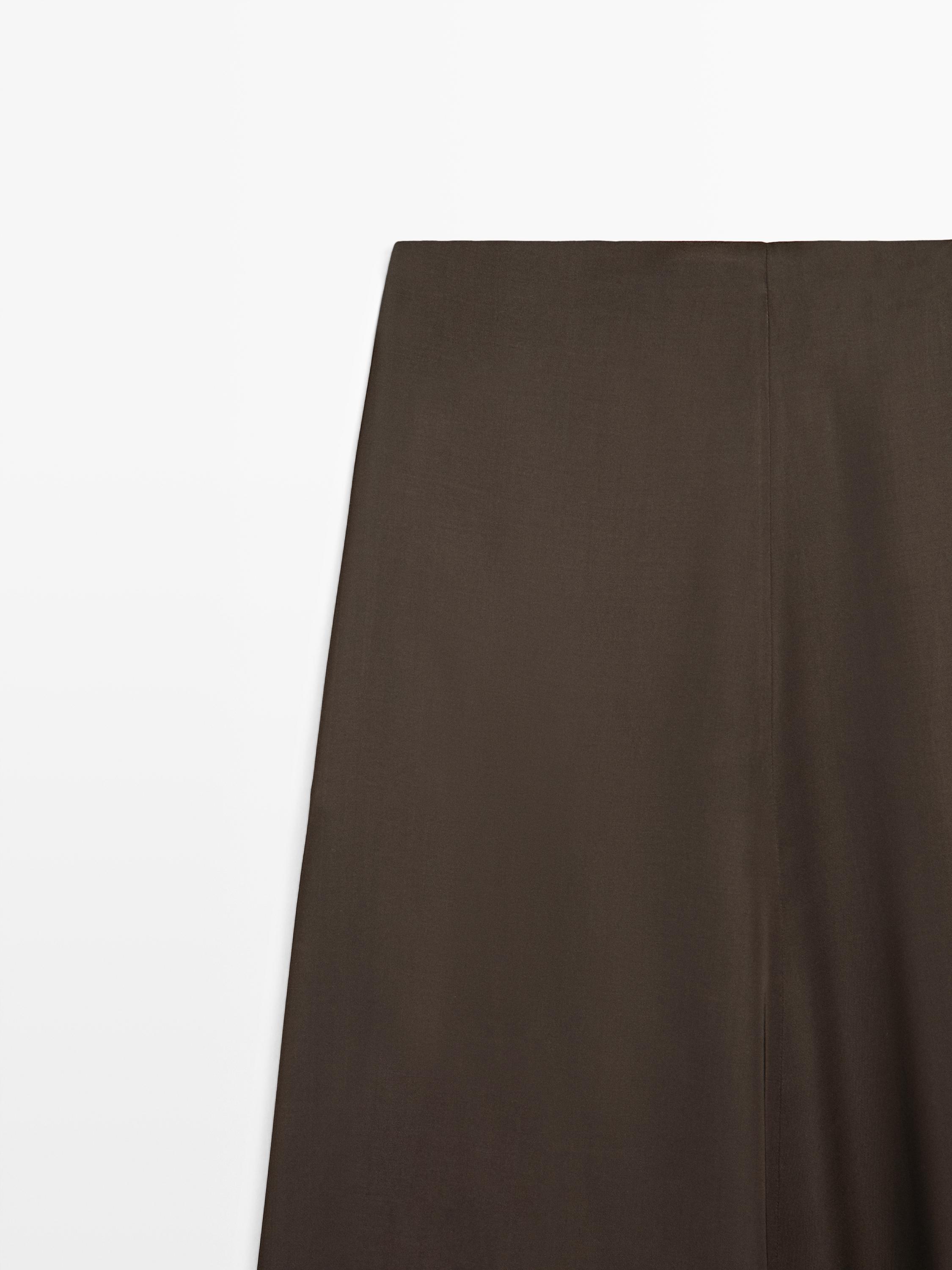 Satin midi skirt with pockets