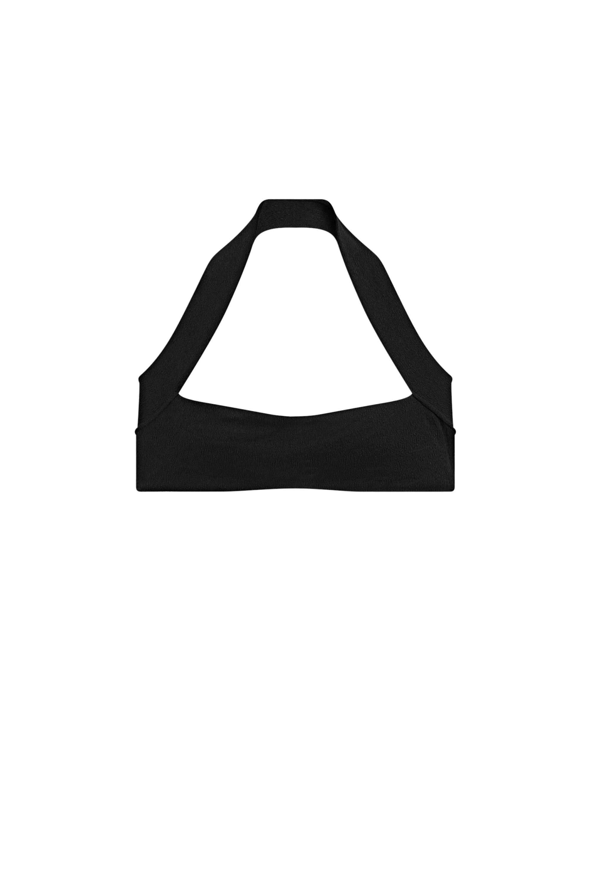 Textured halter bikini top — BLACK