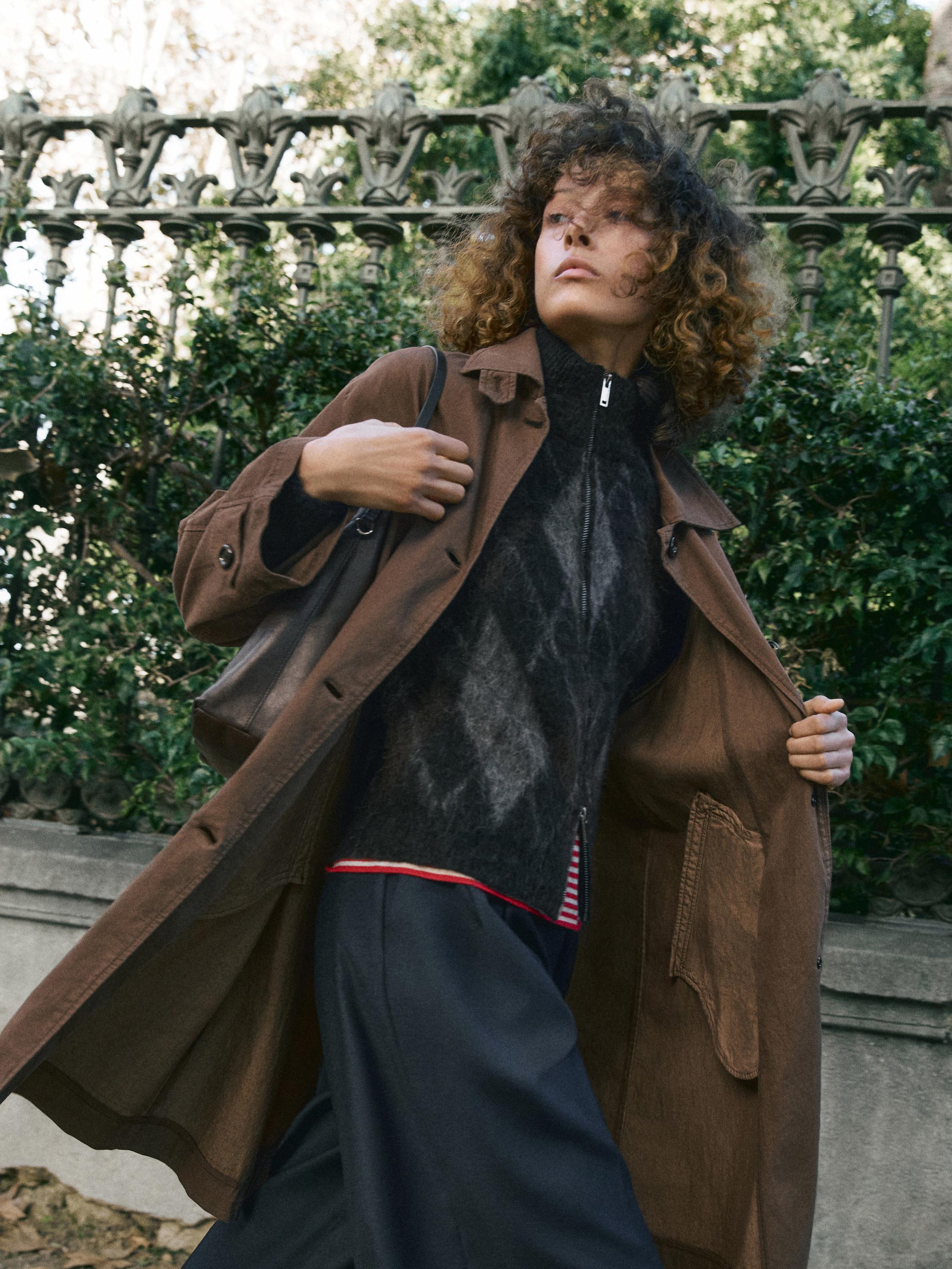 울 & 알파카 아가일 가디건