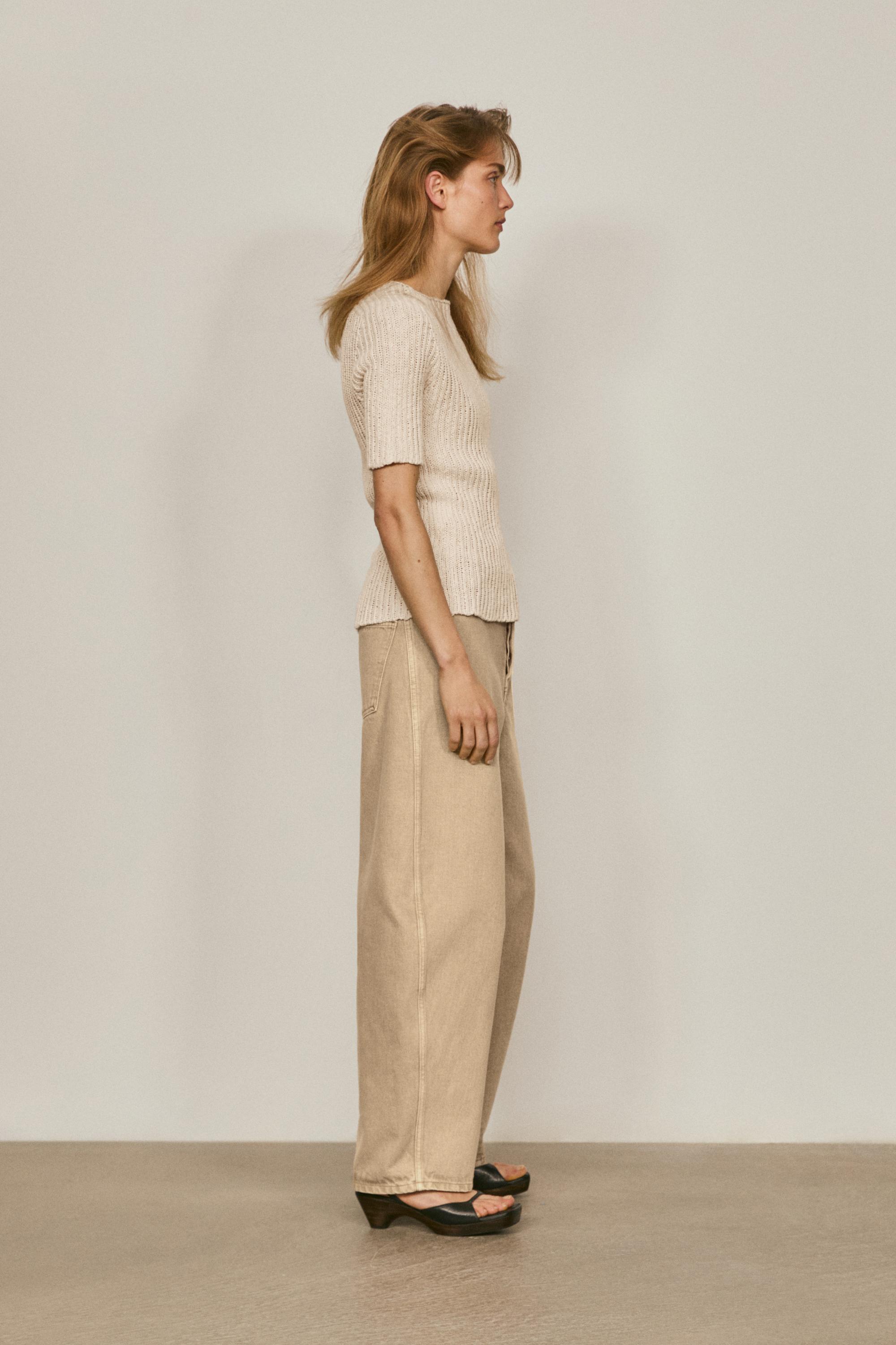 Barrel fit jeans with waist detail - LIMITED EDITION — STONE