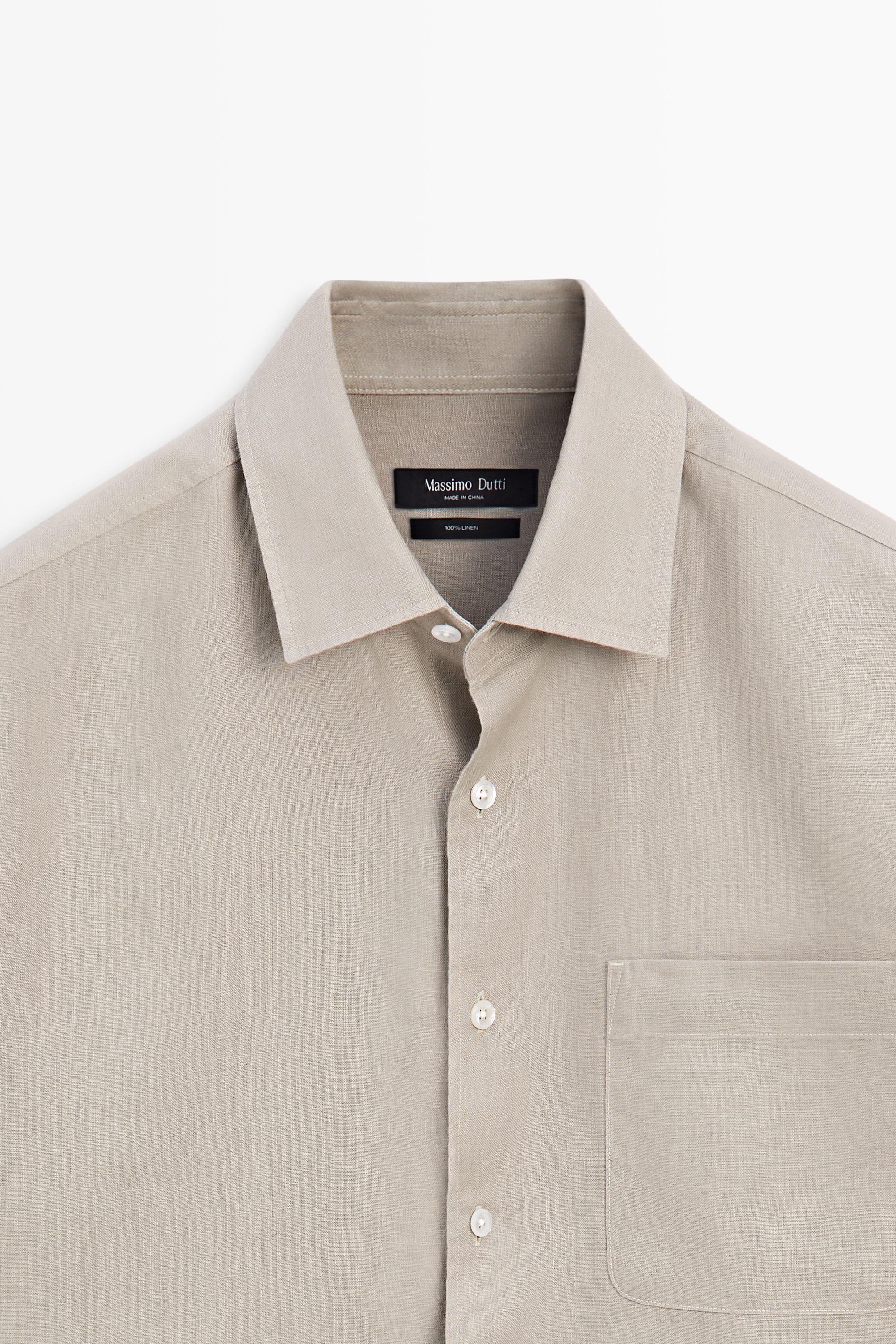 100% linen short sleeve shirt — SAND