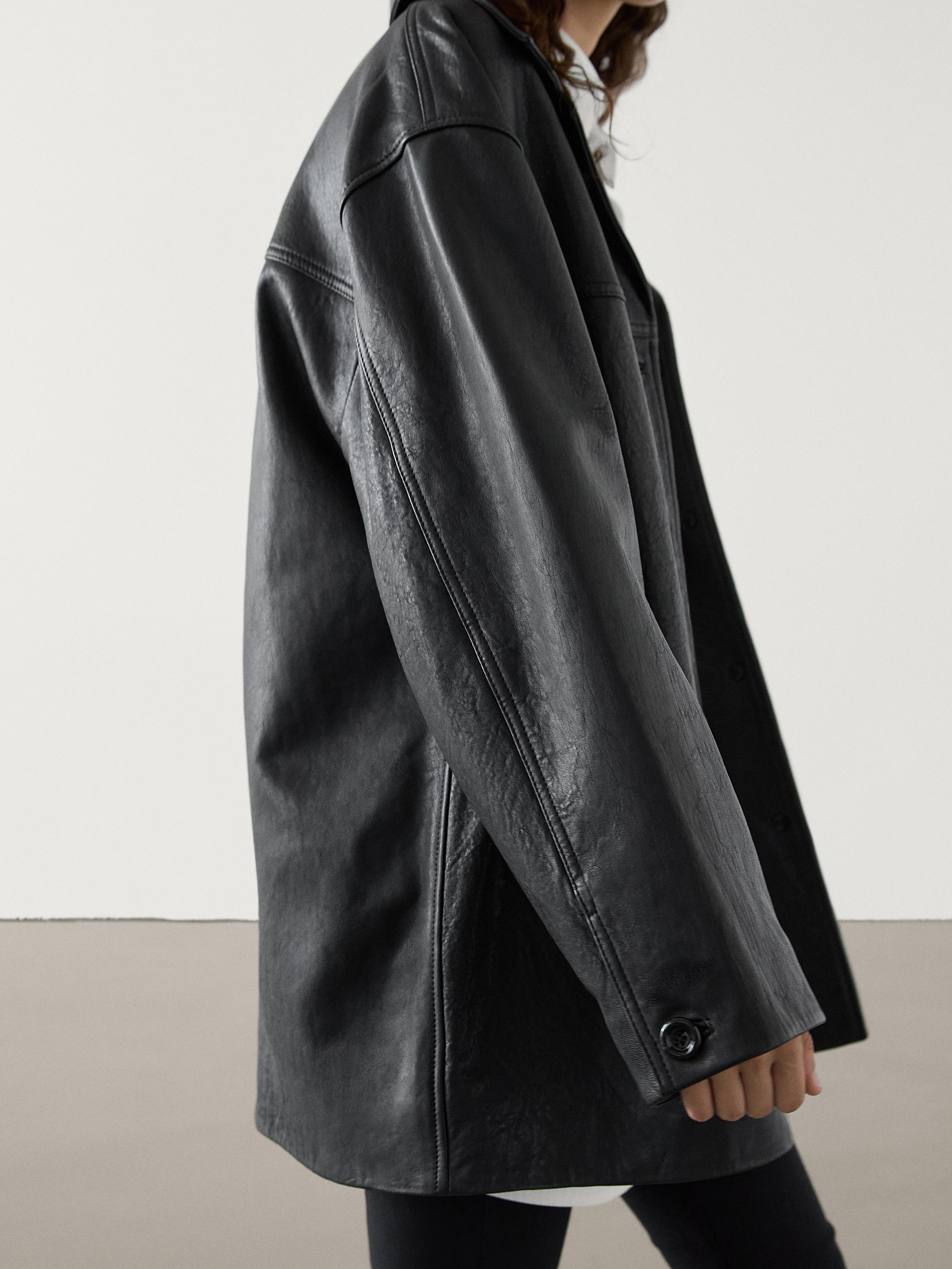 Massimo dutti leather biker jacket best sale