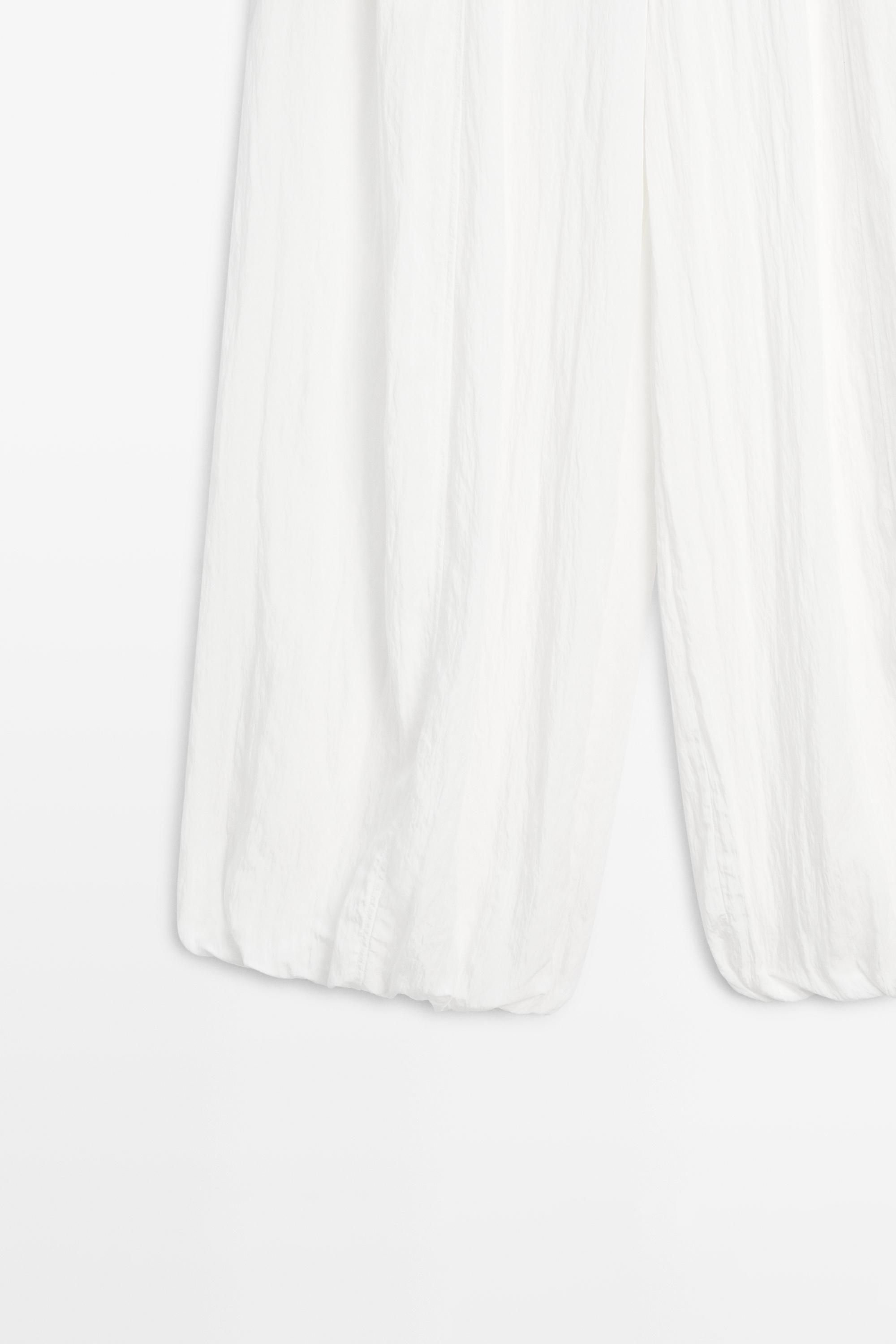 Flowing sarouel trousers with textured detail — WHITE