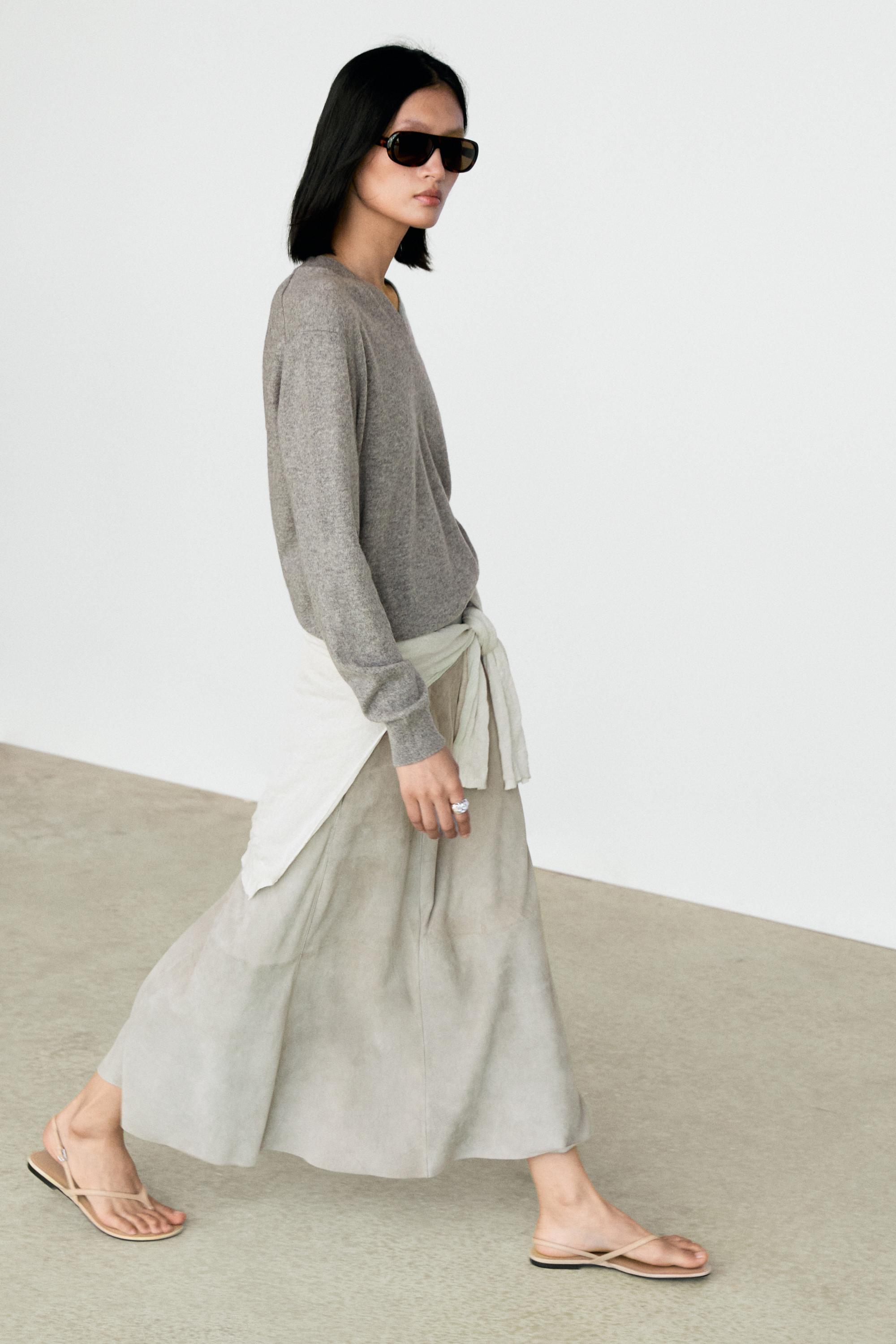 100% cashmere knit sweater — GREY MARL