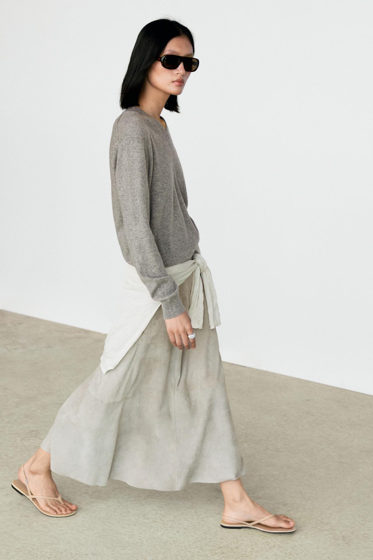 100% cashmere knit sweater — GREY MARL